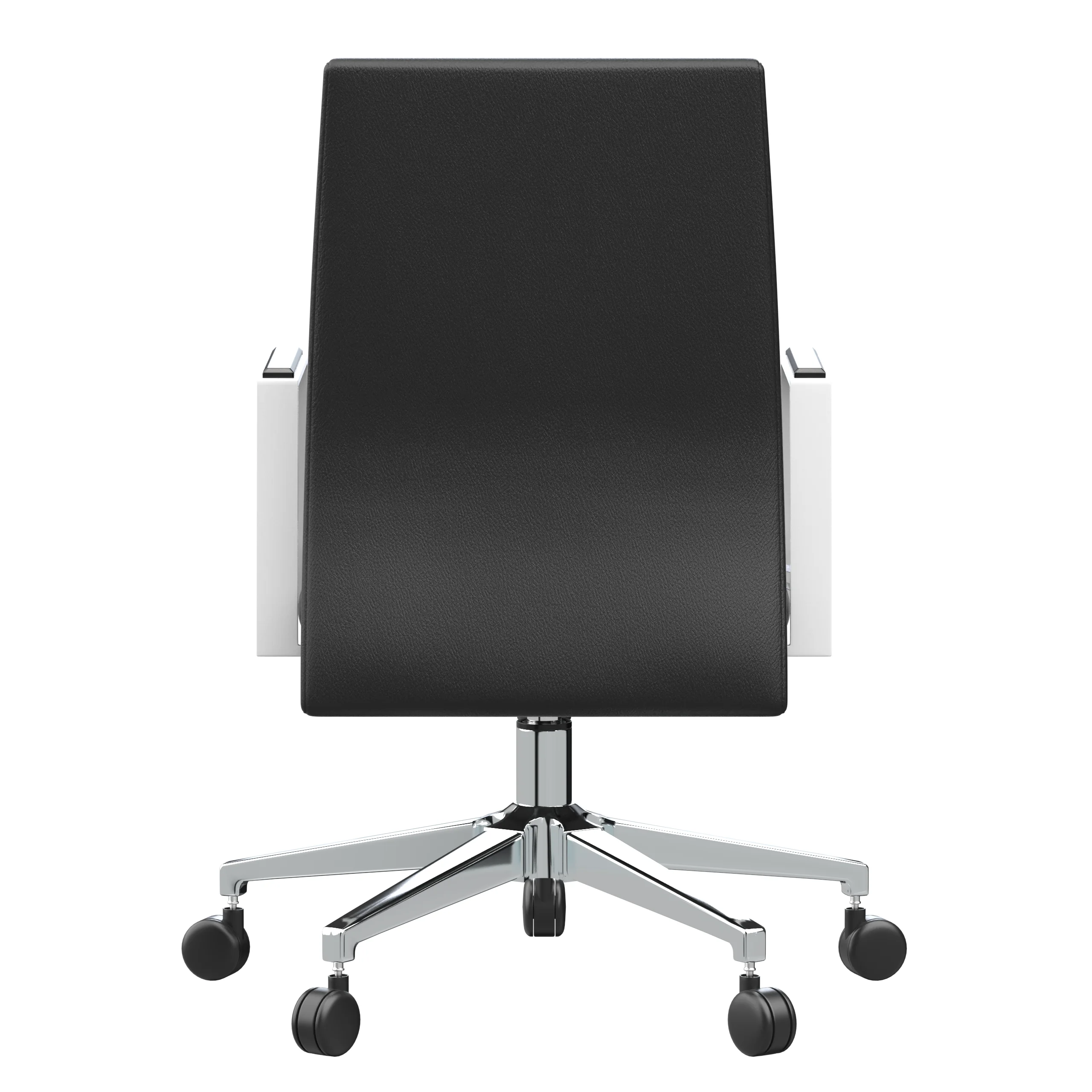 Aleen Office Chair in Upholstered Leather and Iron Frame with Swivel and Tilt in Black