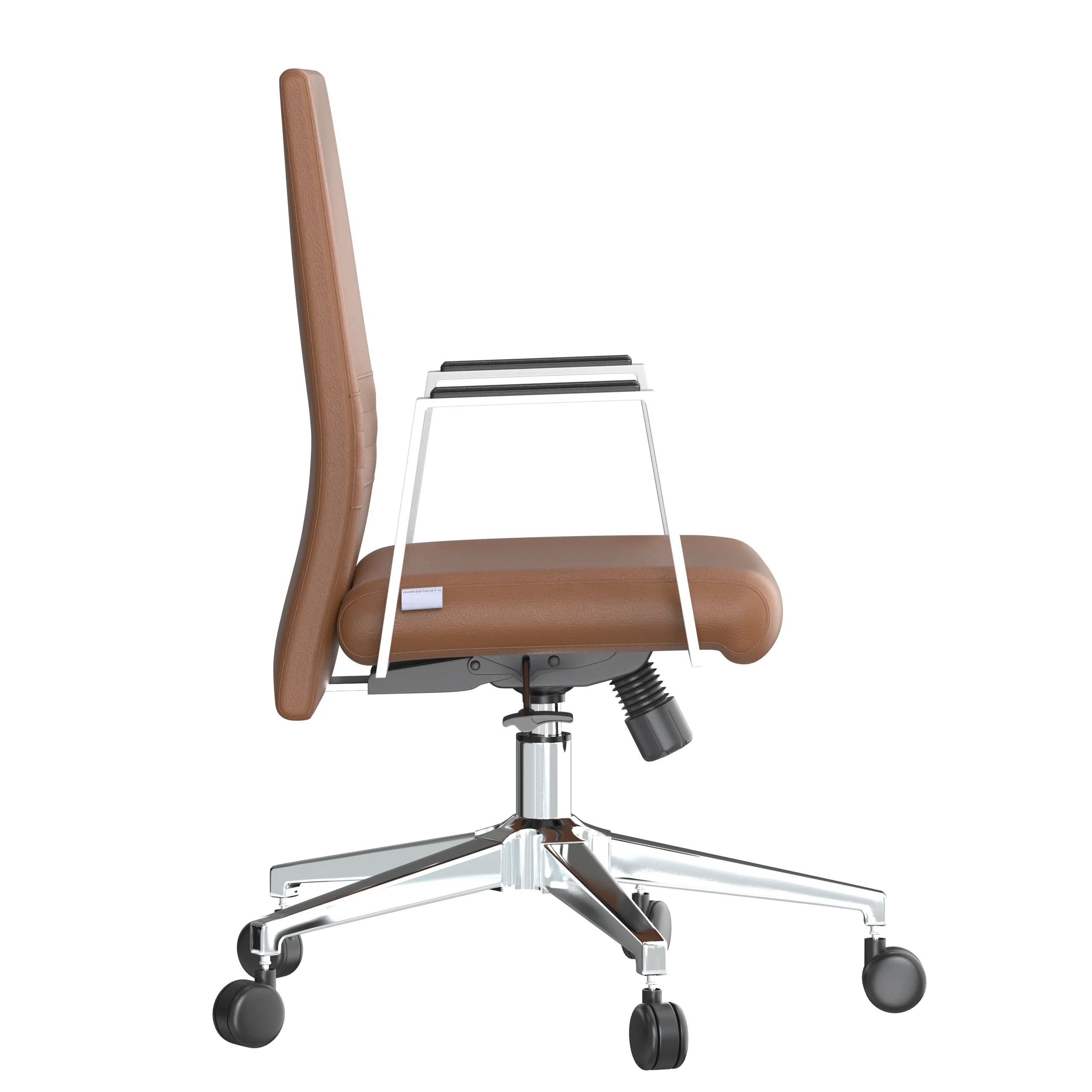 Aleen Office Chair in Upholstered Leather and Iron Frame with Swivel and Tilt in Dark Brown