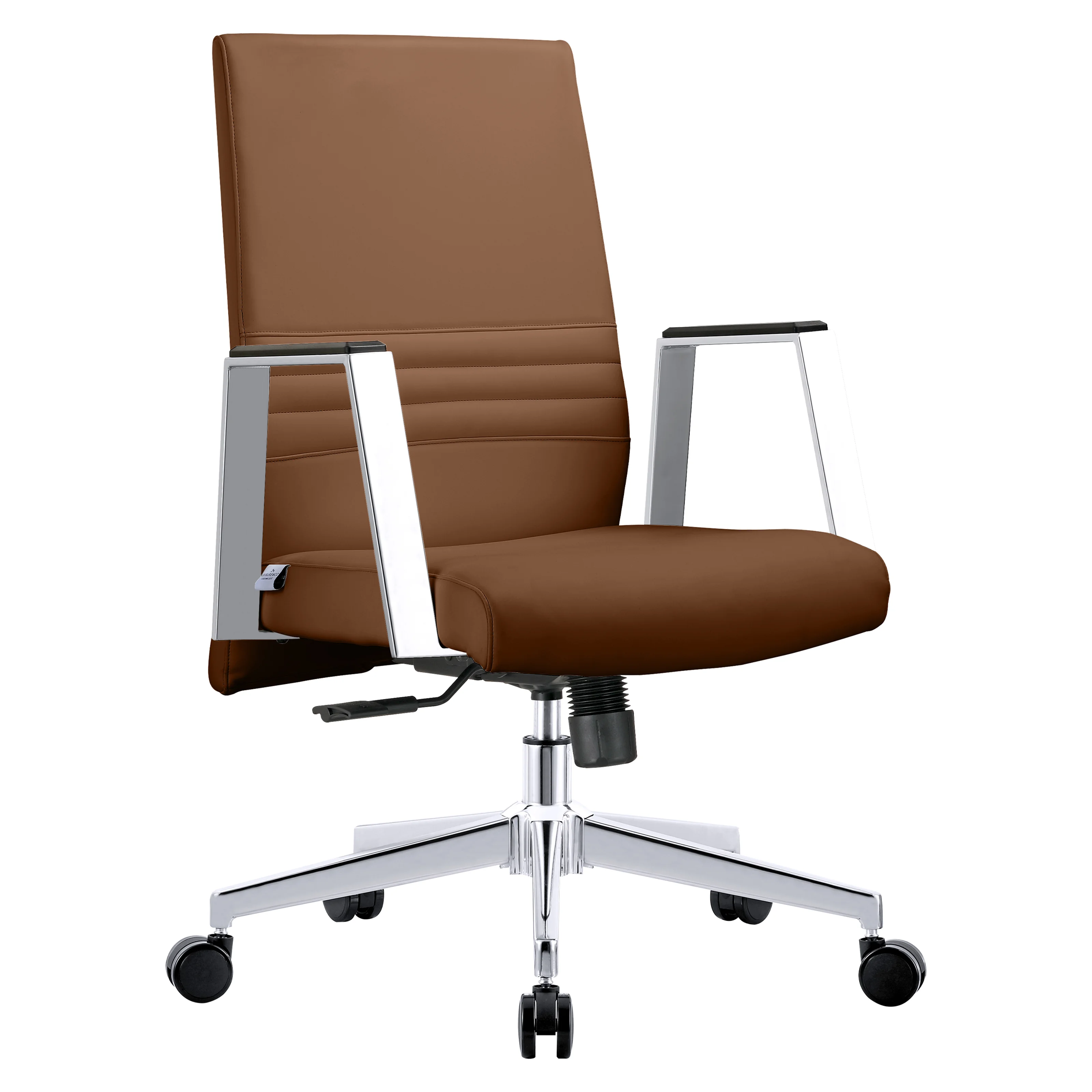 Aleen Office Chair in Upholstered Leather and Iron Frame with Swivel and Tilt in Dark Brown