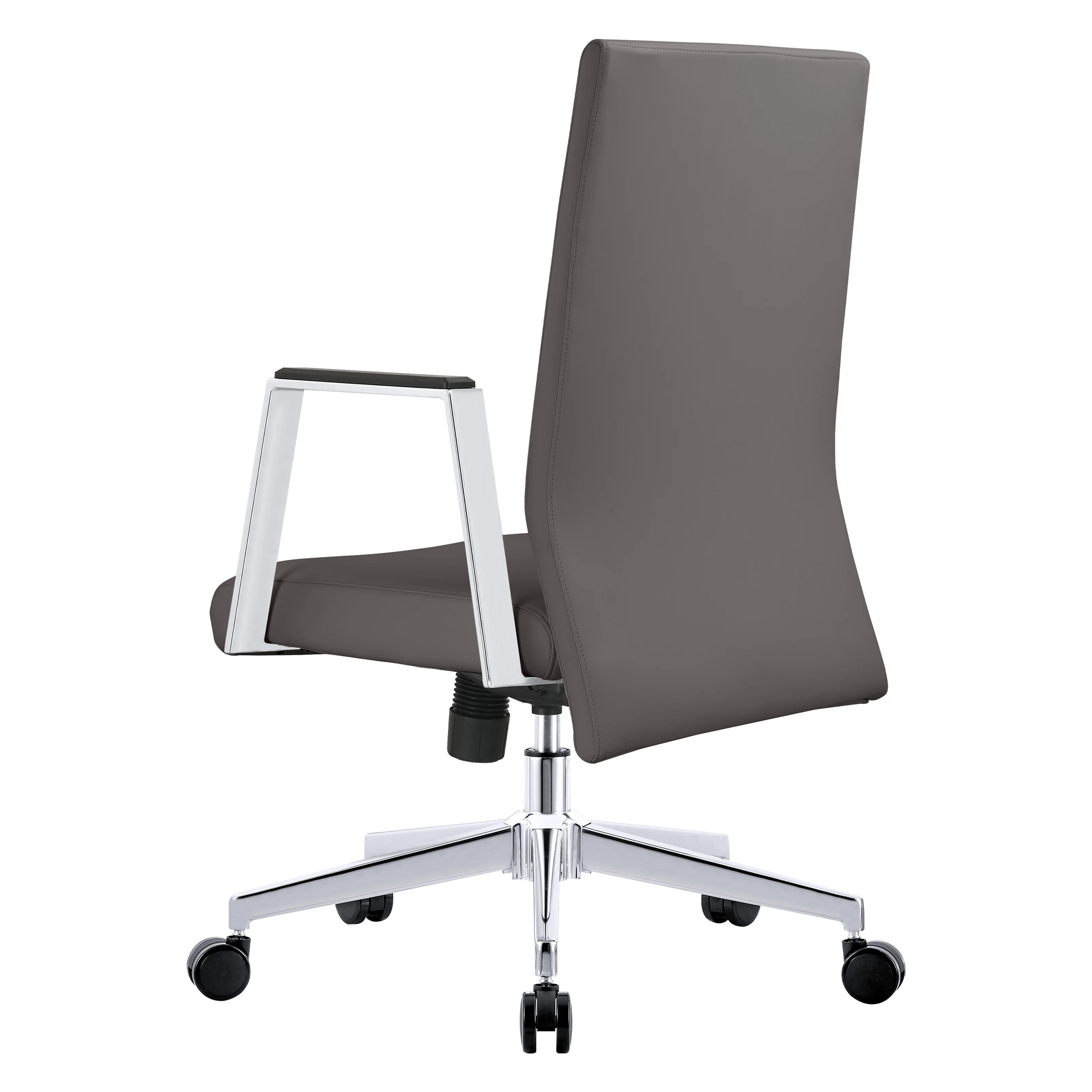 Aleen Office Chair in Upholstered Leather and Iron Frame with Swivel and Tilt in Grey