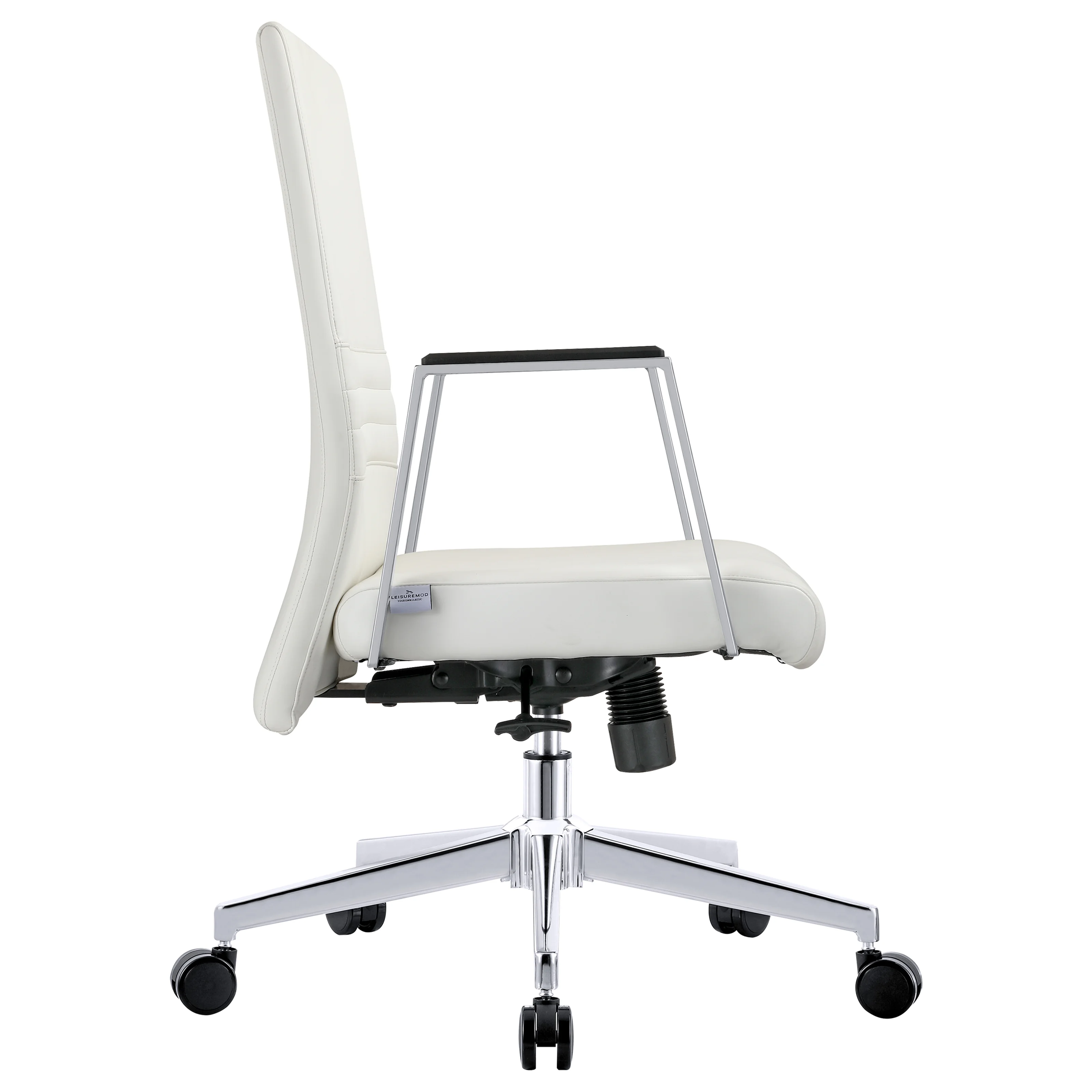 Aleen Office Chair in Upholstered Leather and Iron Frame with Swivel and Tilt in White