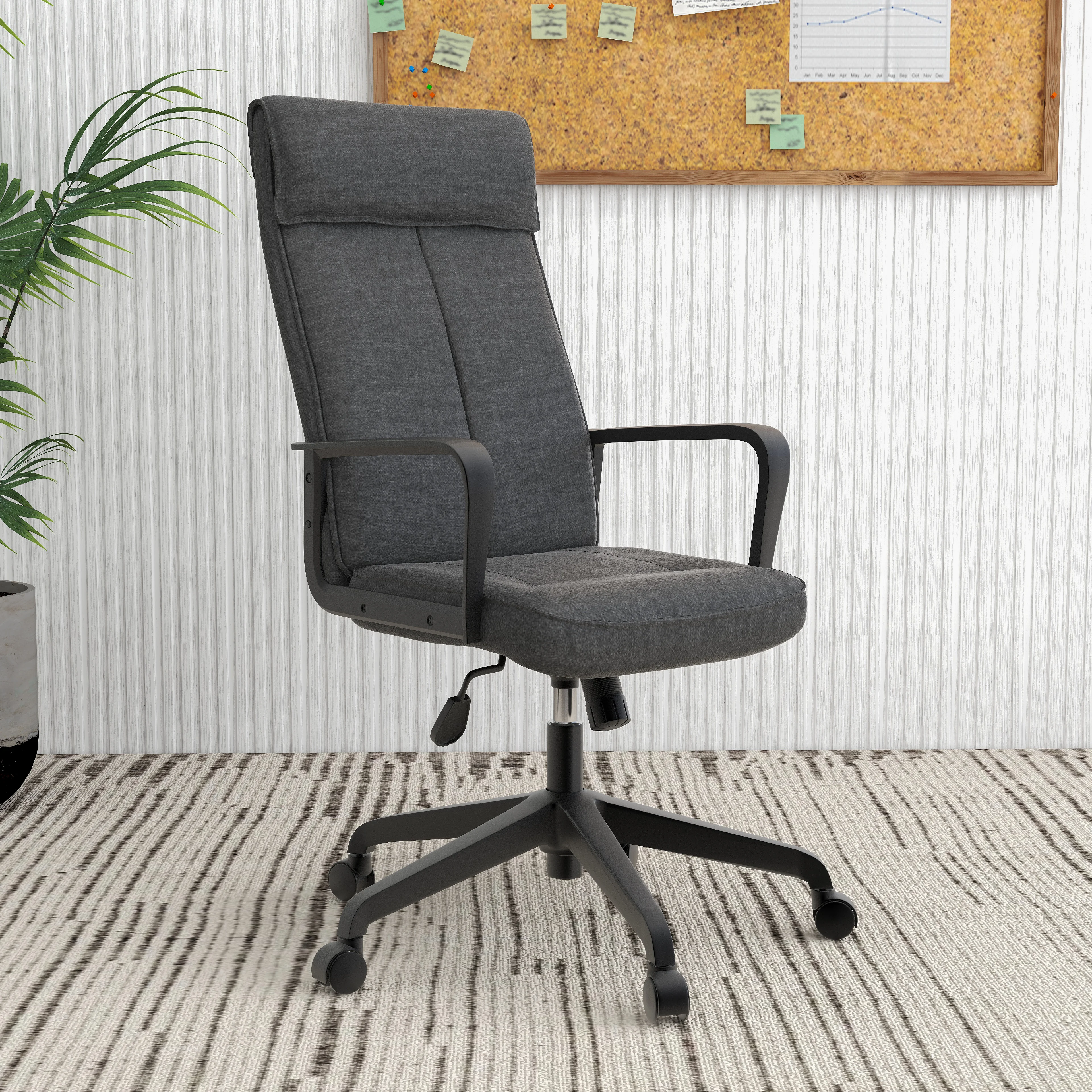 Aiaria Collection Modern Office Chair In Charcoal Fabric