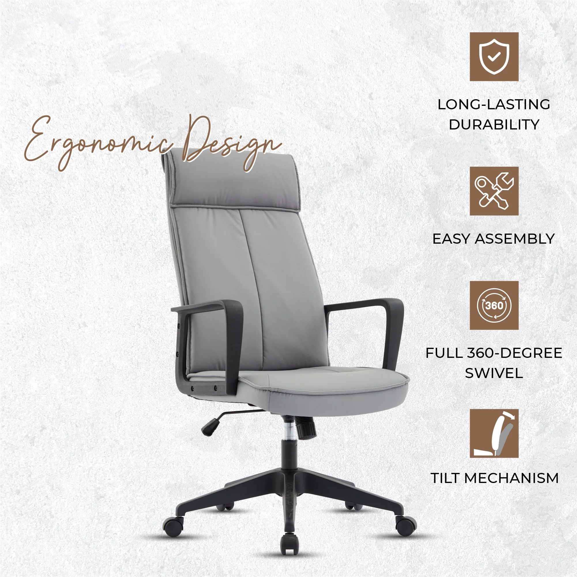 Aiaria Collection Modern Office Chair In Grey