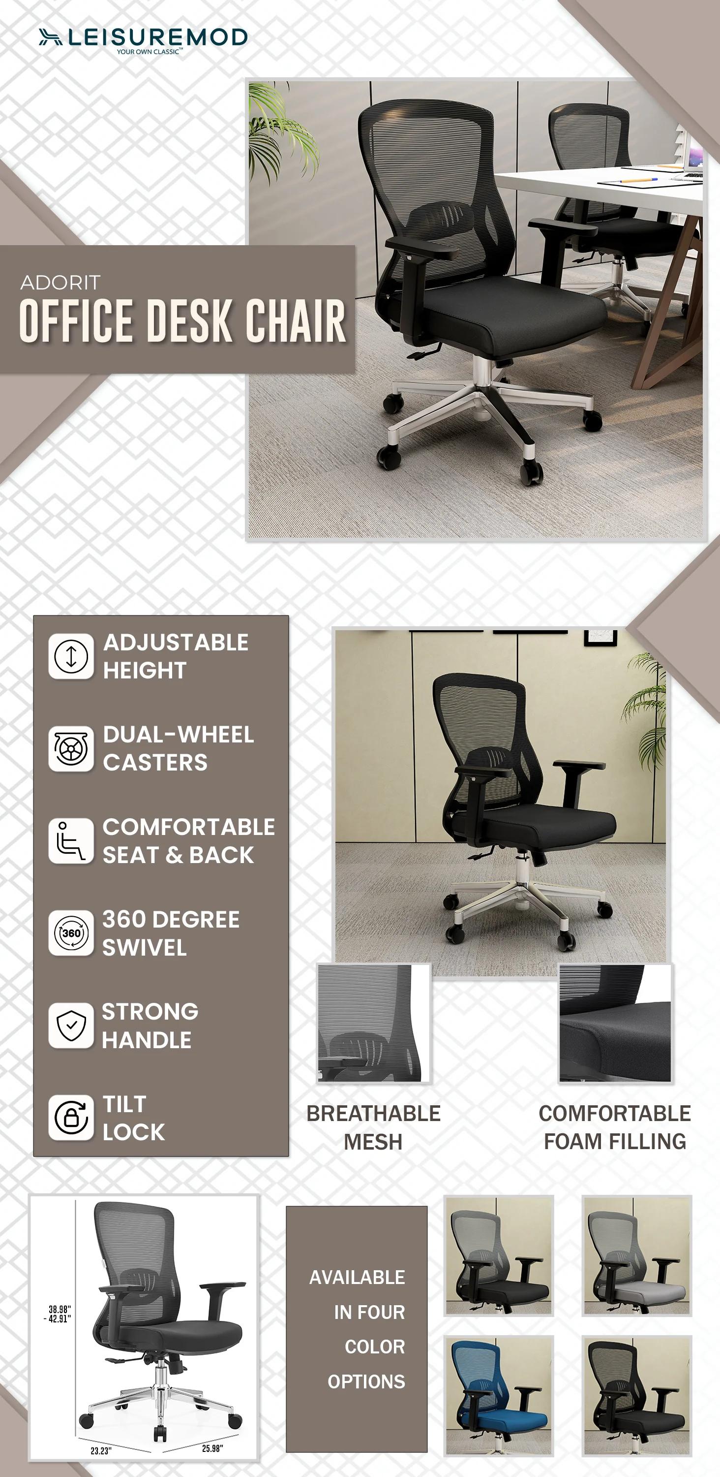 Office Adorit Series Office Task Chair In Black