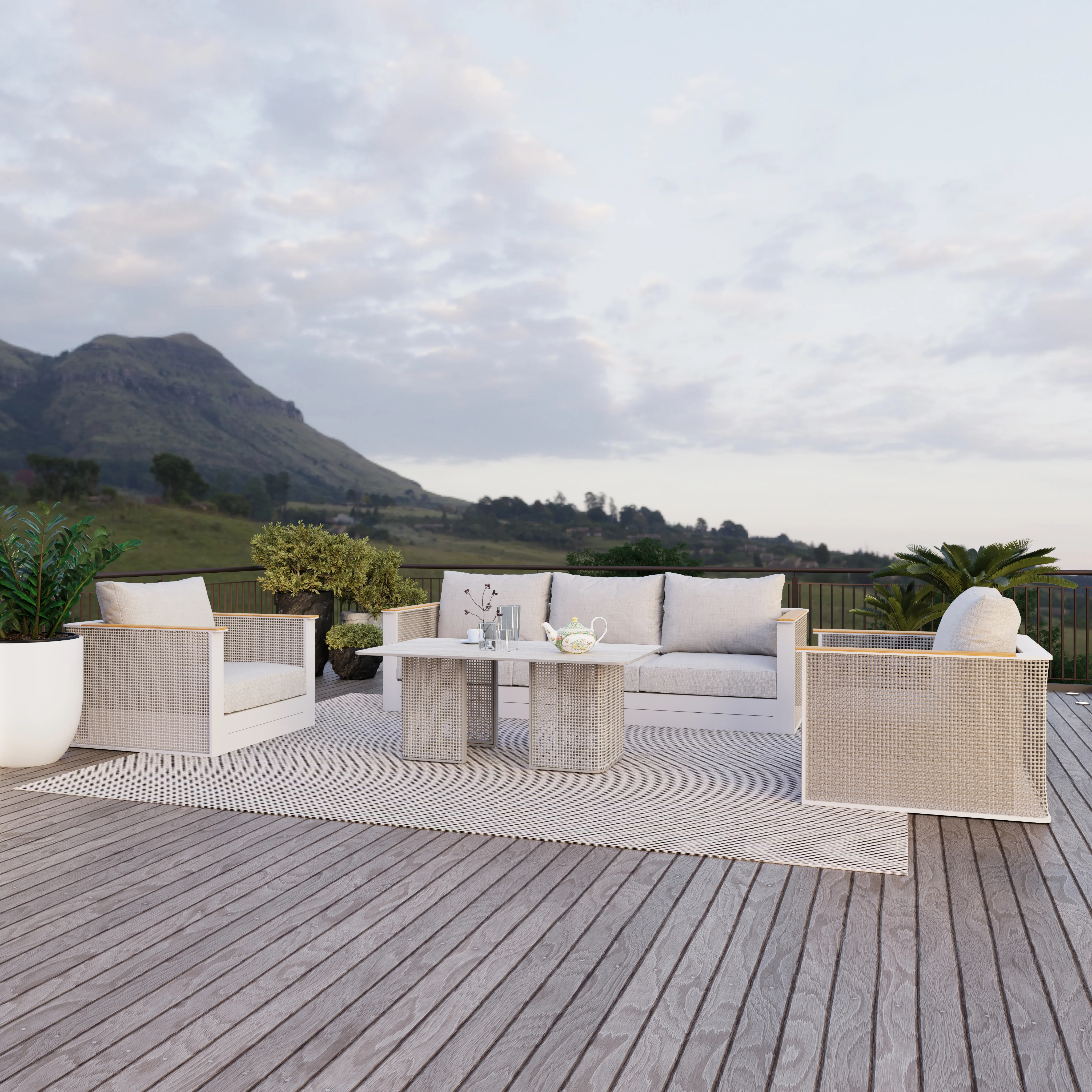 4-Piece Conversation Set with Coffee Table, Sofa, and 2 Accent Chairs in Grey Arvin Collection