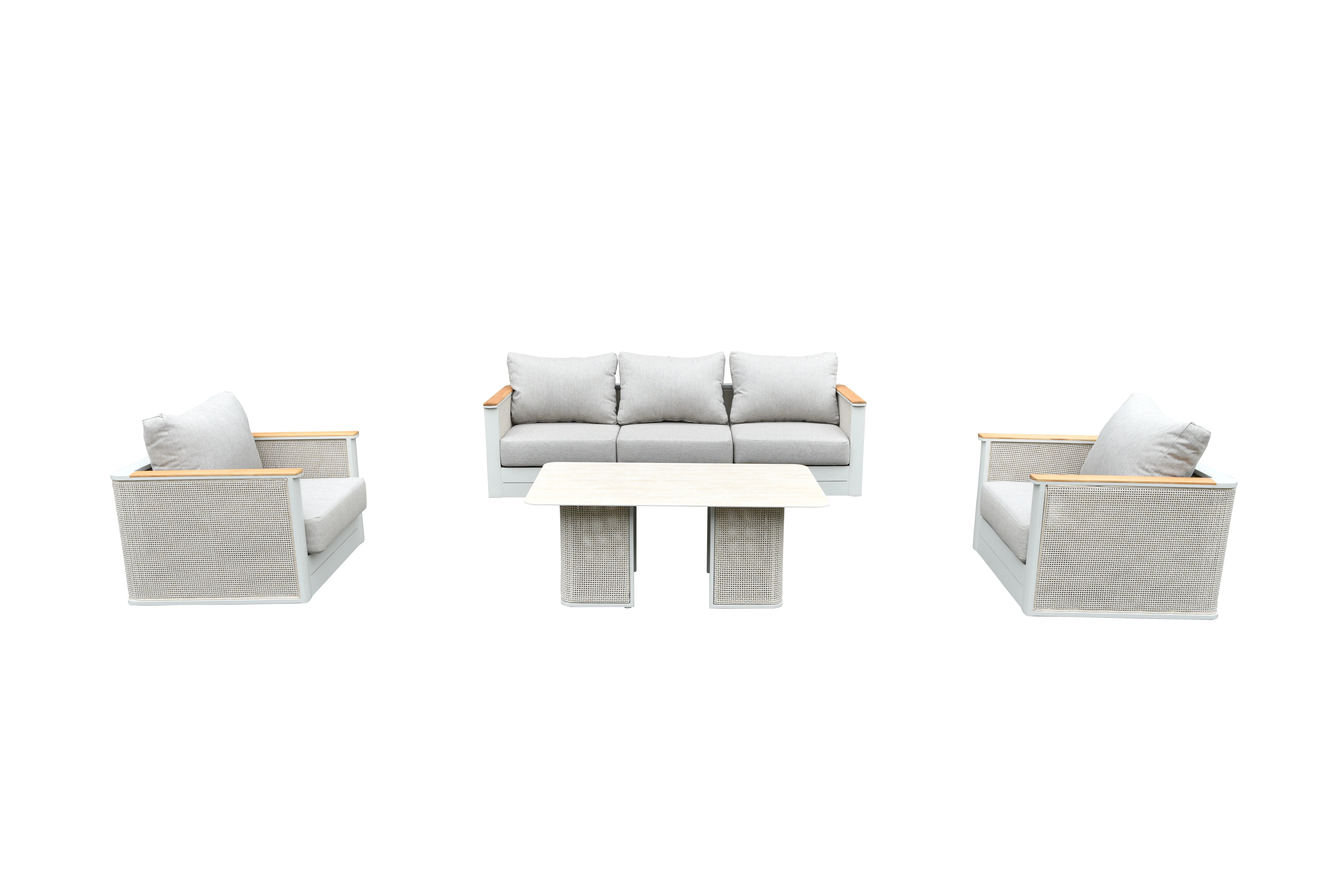 4-Piece Conversation Set with Coffee Table, Sofa, and 2 Accent Chairs in Grey Arvin Collection