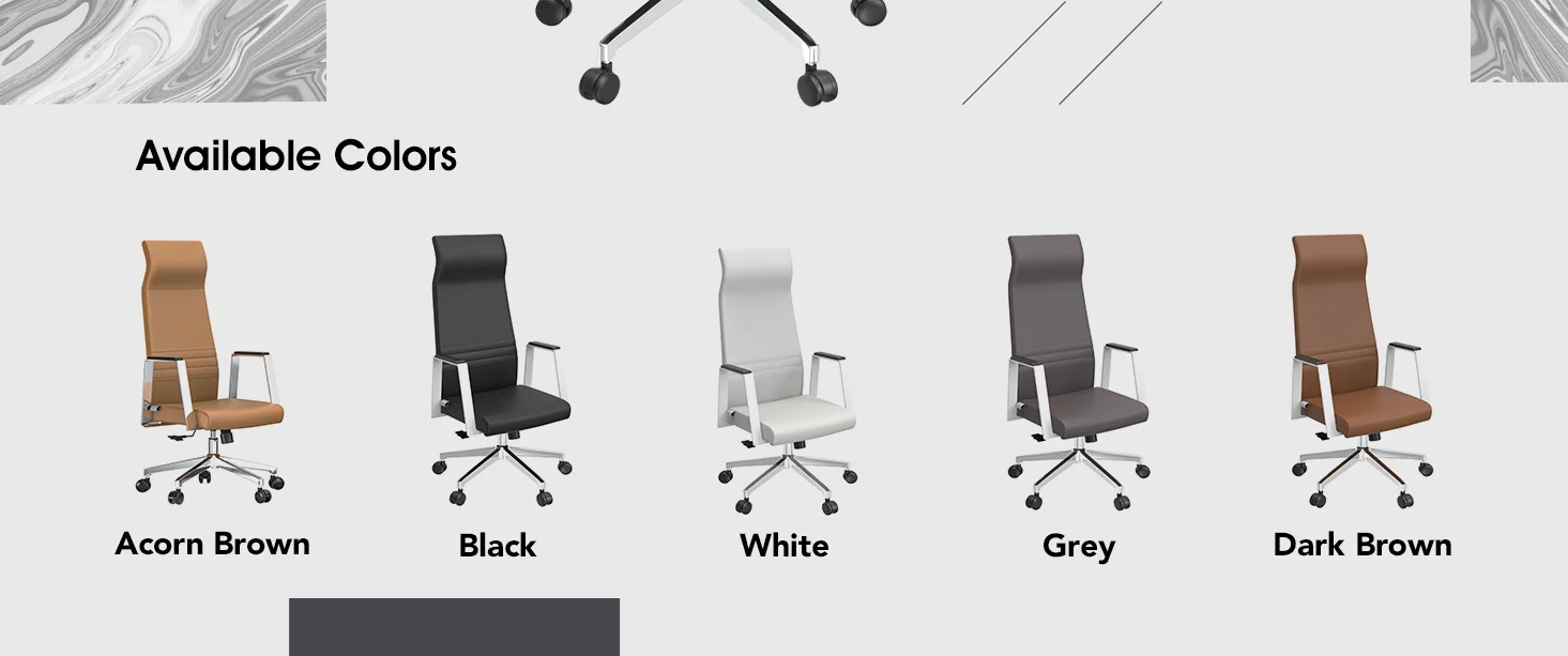 Aleen High-Back Office Chair in Upholstered Leather and Iron Frame with Swivel and Tilt in Black