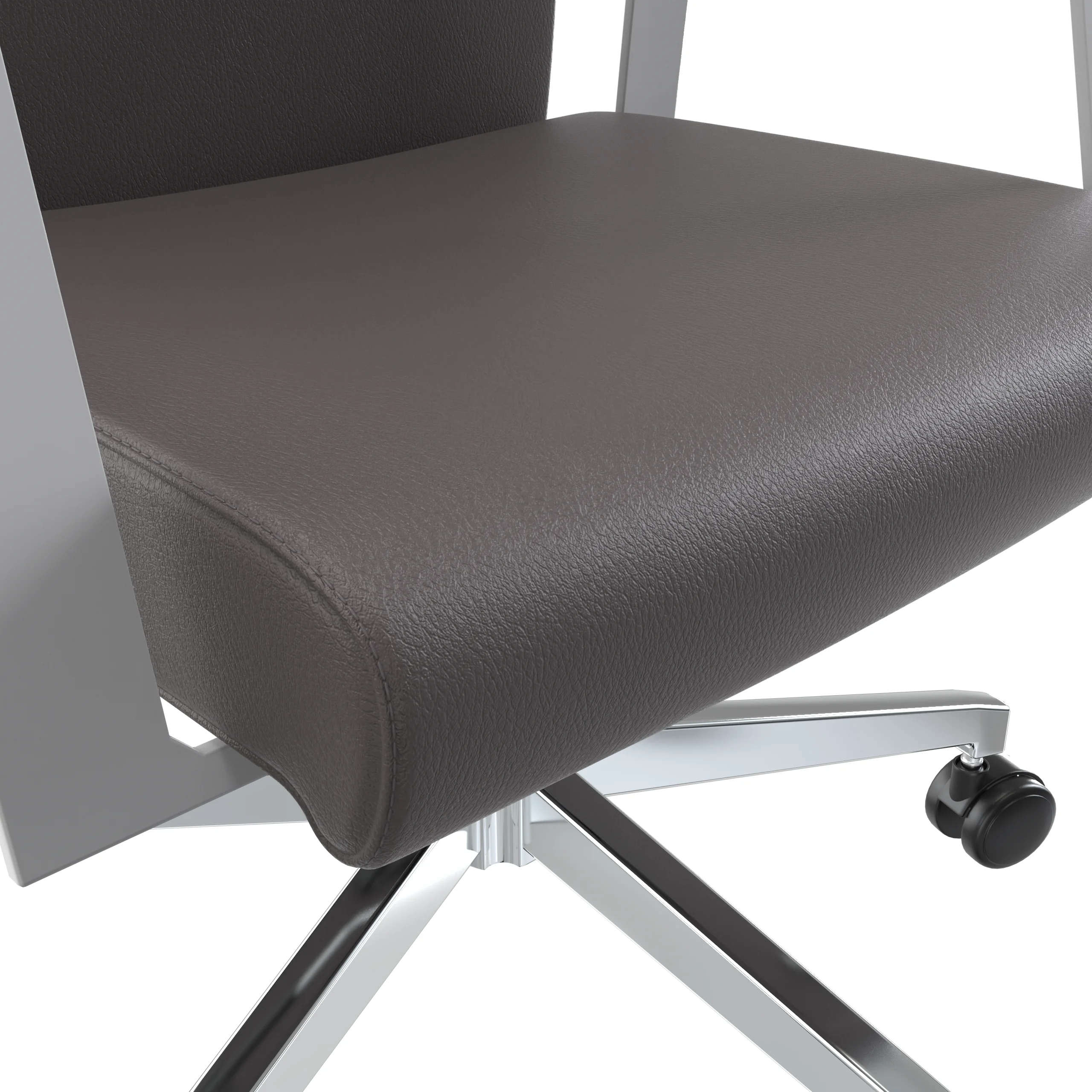 Aleen High-Back Office Chair in Upholstered Leather and Iron Frame with Swivel and Tilt in Grey
