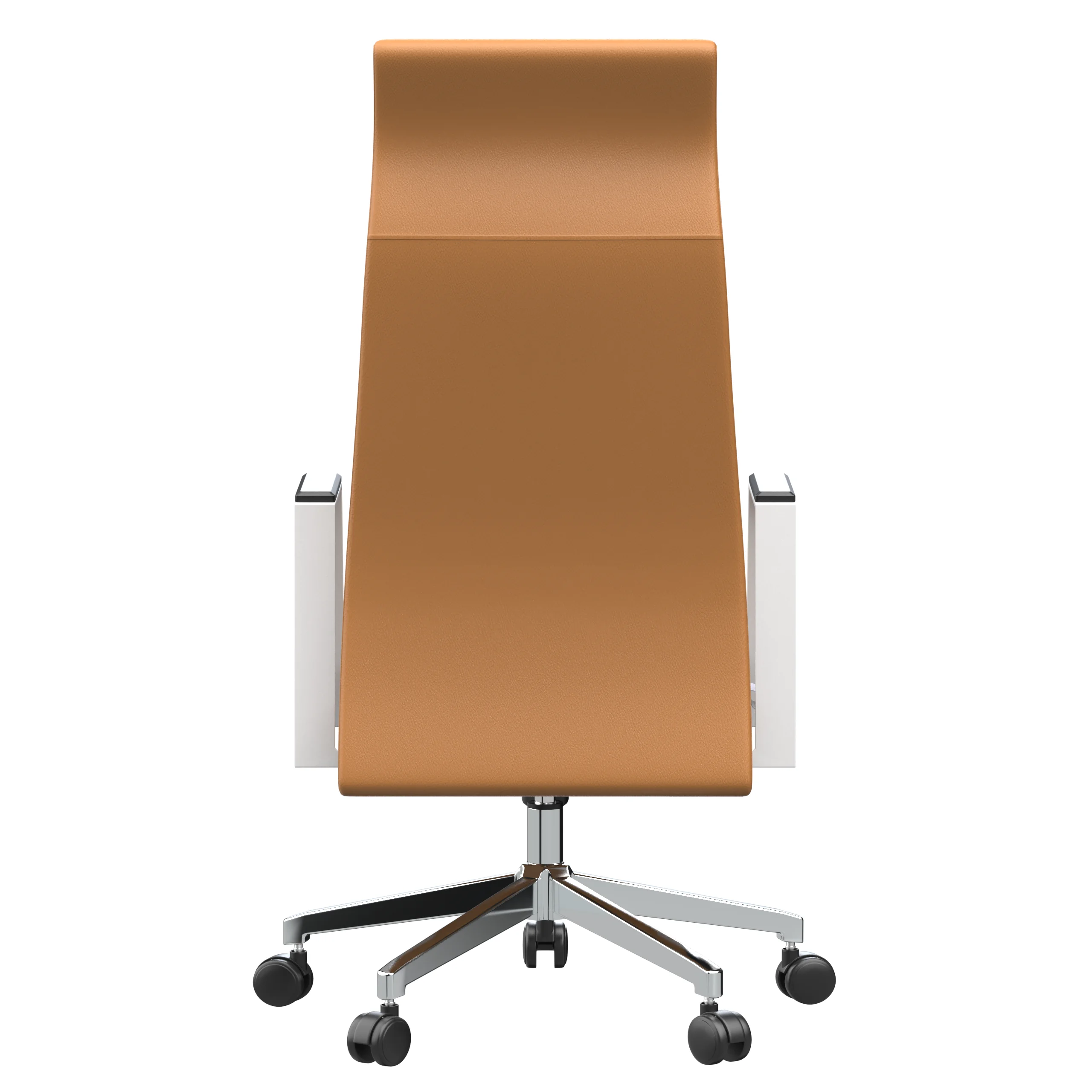 Aleen High-Back Office Chair in Upholstered Leather and Iron Frame with Swivel and Tilt in Acorn Brown