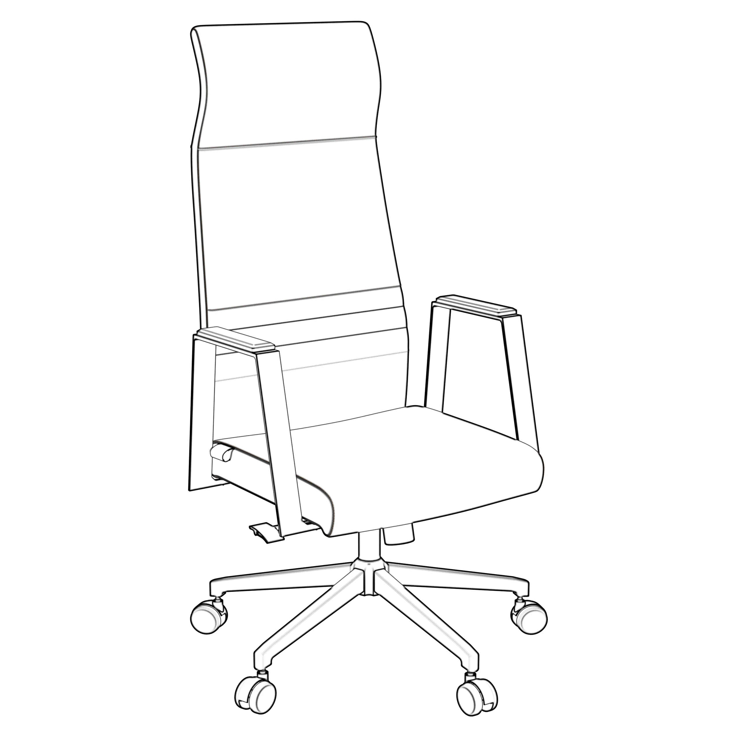 Aleen High-Back Office Chair in Upholstered Leather and Iron Frame with Swivel and Tilt in Acorn Brown