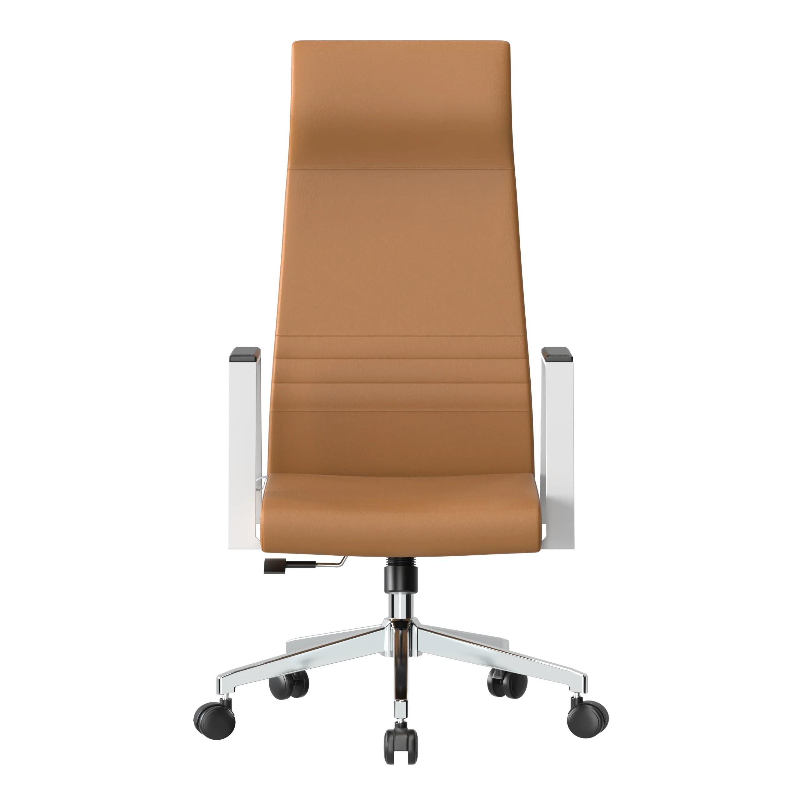 Aleen High-Back Office Chair in Upholstered Leather and Iron Frame with Swivel and Tilt in Acorn Brown