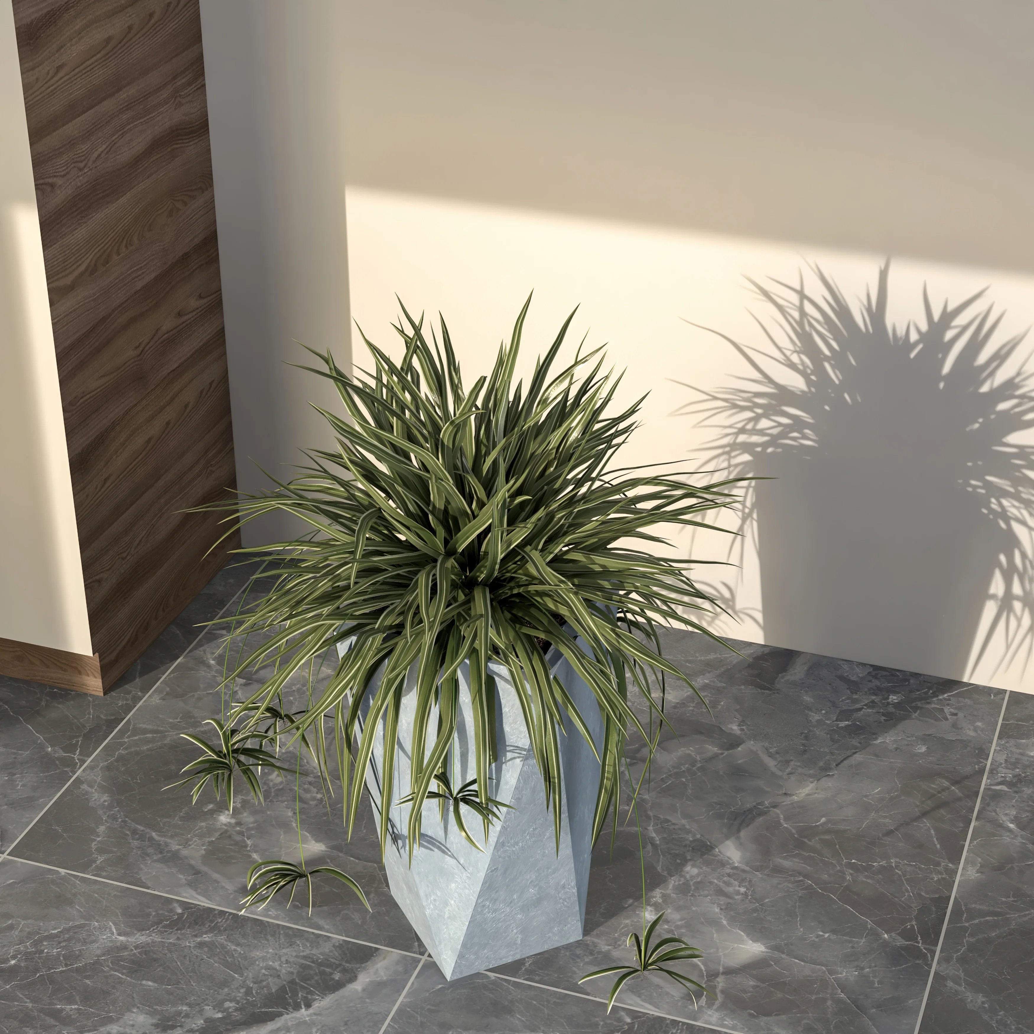 Aloe Series PolyStone Planter in Grey, 13 x 13, 24 High