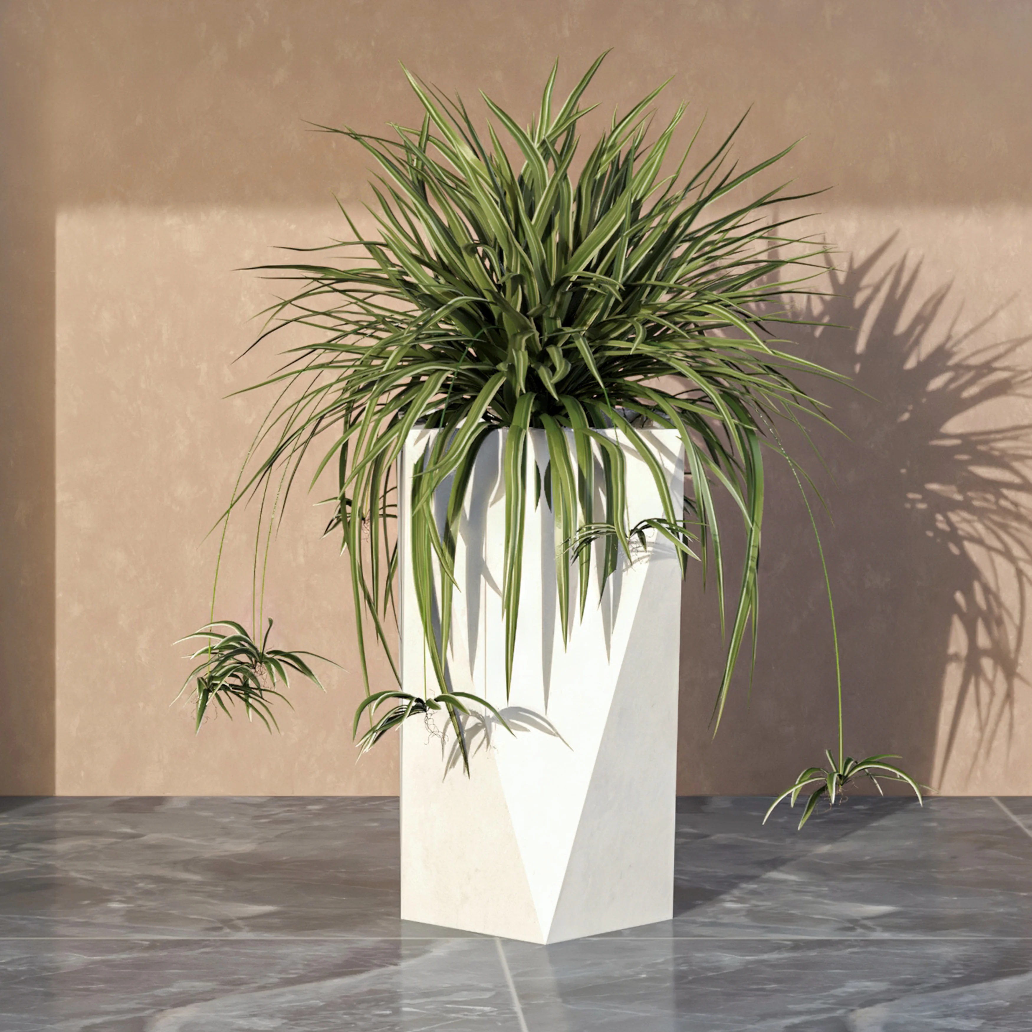 Aloe Series PolyStone Planter in White, 13 x 13, 24 High