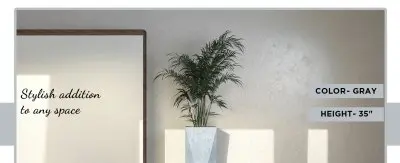 Aloe Series PolyStone Planter in Grey, 17 x 17, 34.6 High