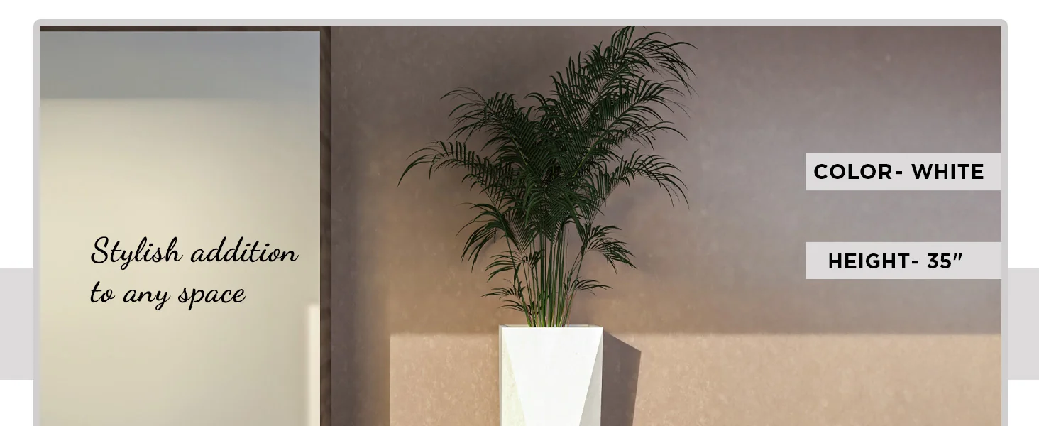 Aloe Series PolyStone Planter in White, 17 x 17, 34.6 High