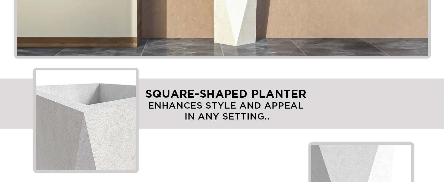 Aloe Series PolyStone Planter in White, 17 x 17, 34.6 High