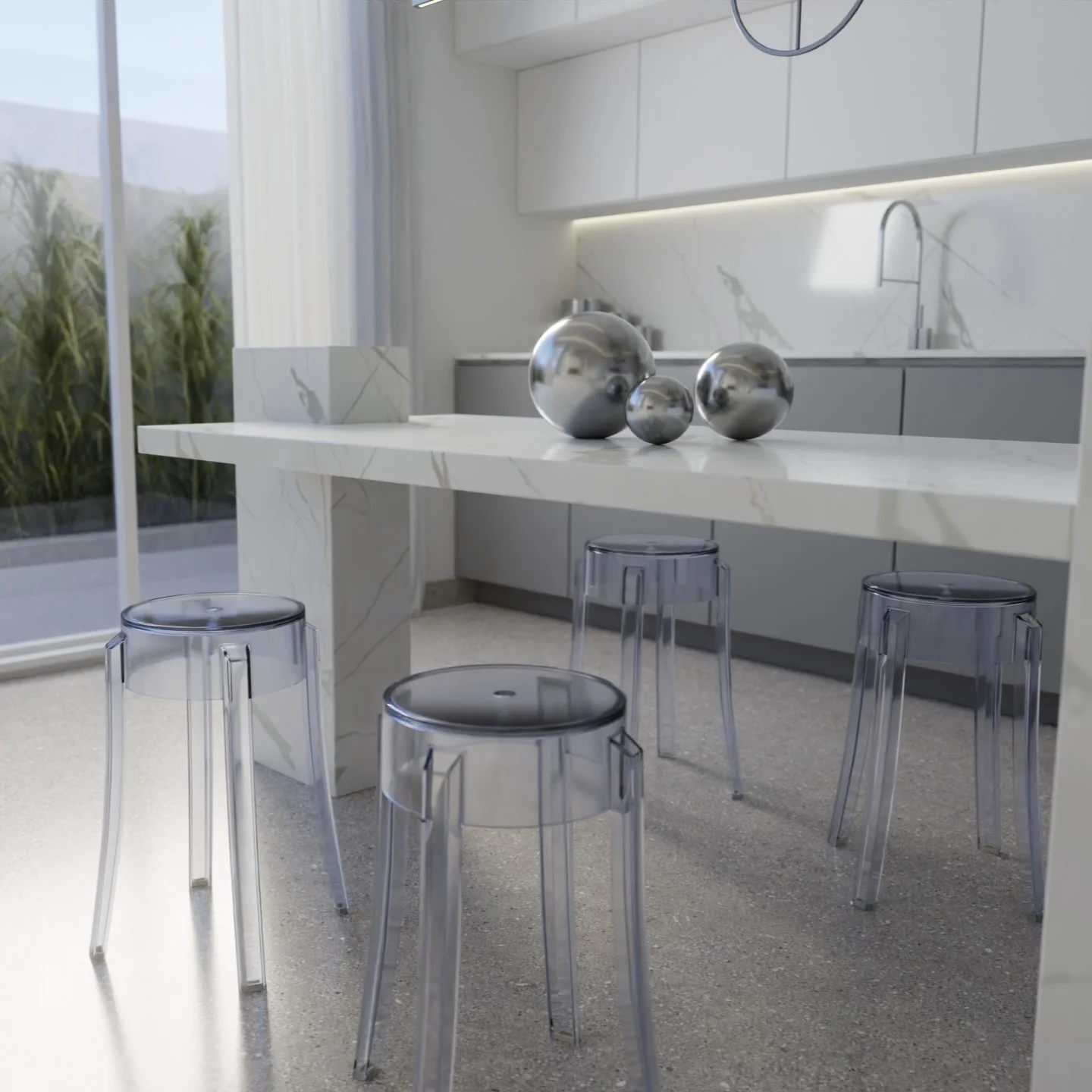 Averill Modern Plastic Dining Stool with Sturdy Seat and Legs for Kitchen and Dining Room