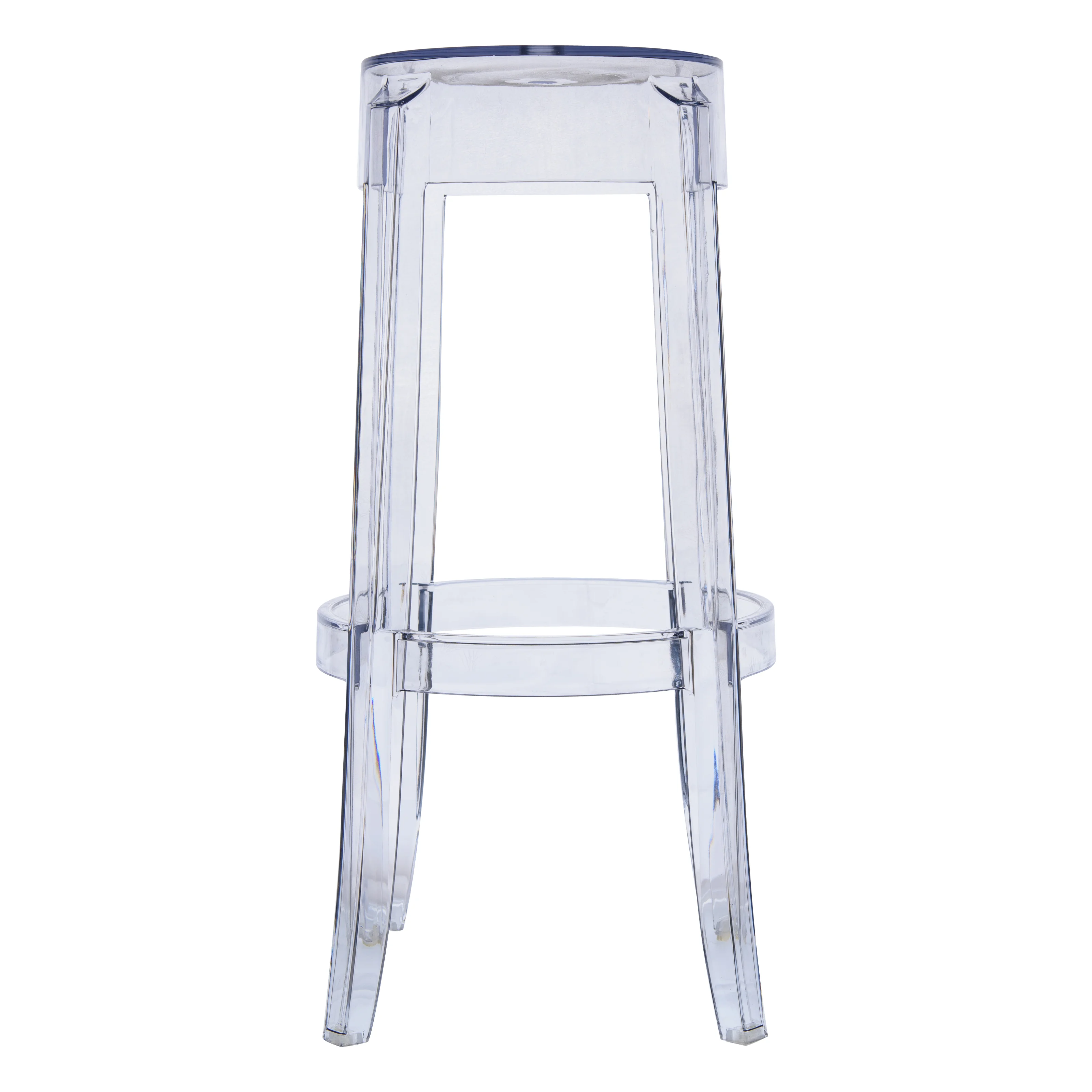 Averill Plastic Barstool with Clear Acrylic Seat and Legs, Set of 2