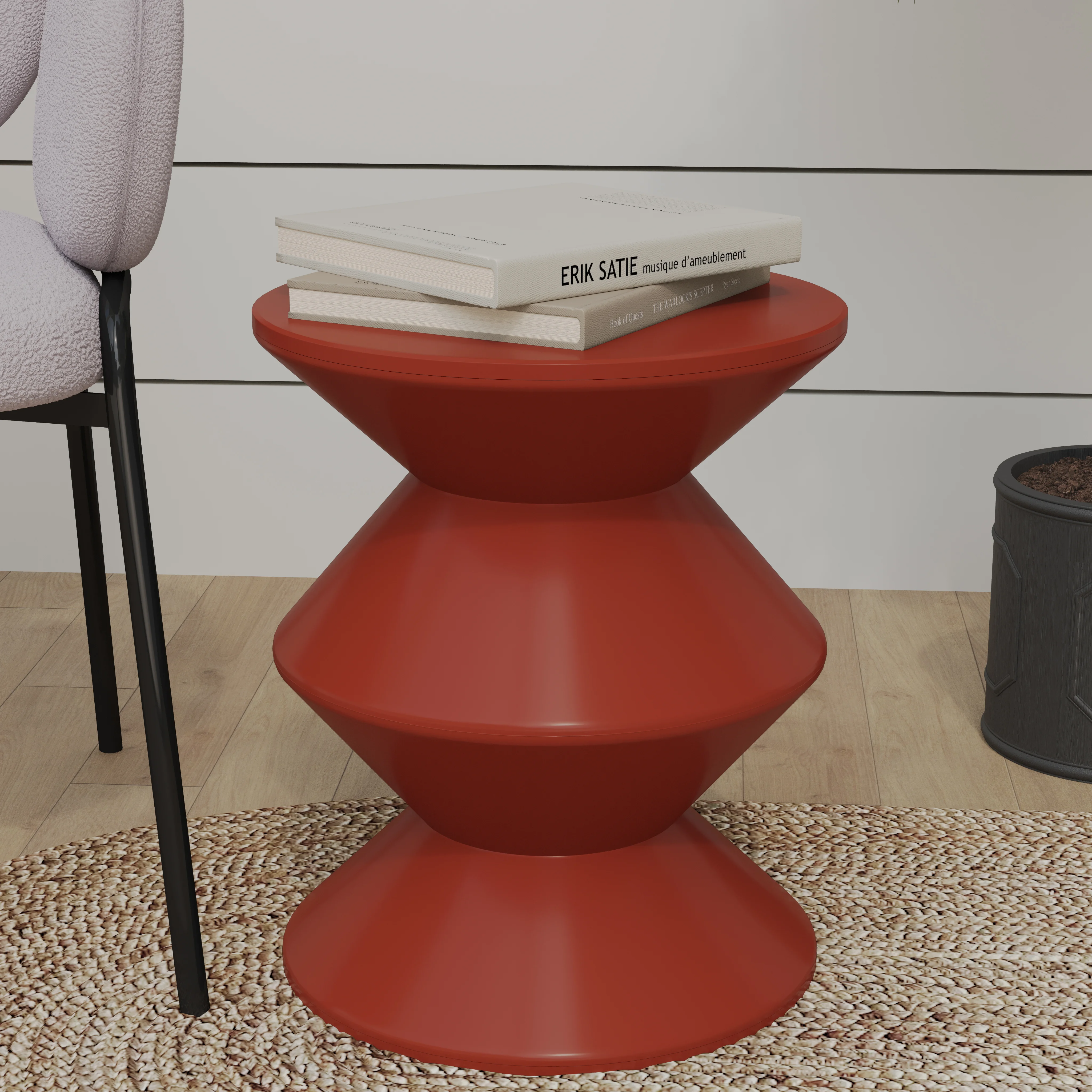 Aura Modern Plastic Side End Table, Indoor/Outdoor Use, Brown