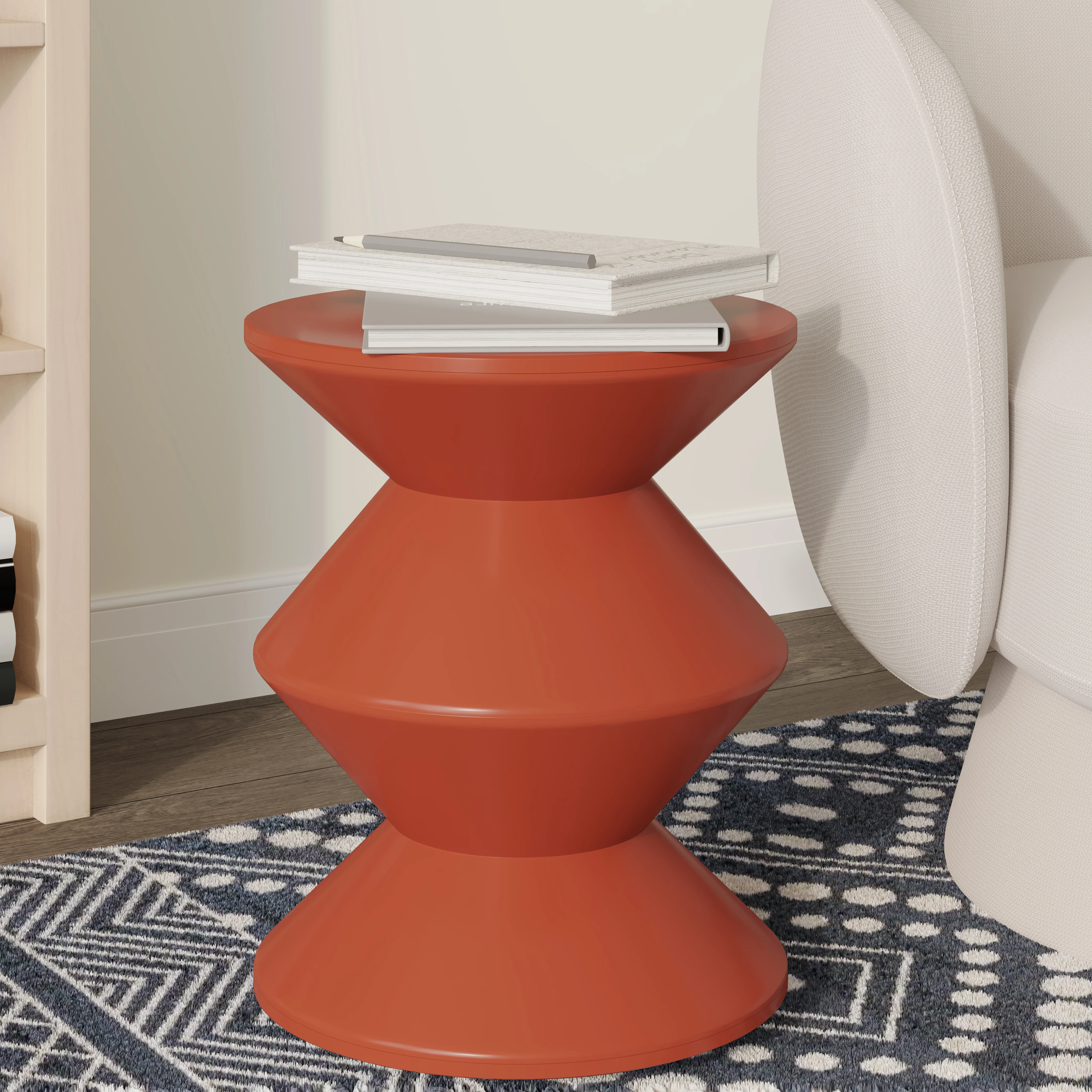 Aura Modern Plastic Side End Table, Indoor/Outdoor Use, Brown