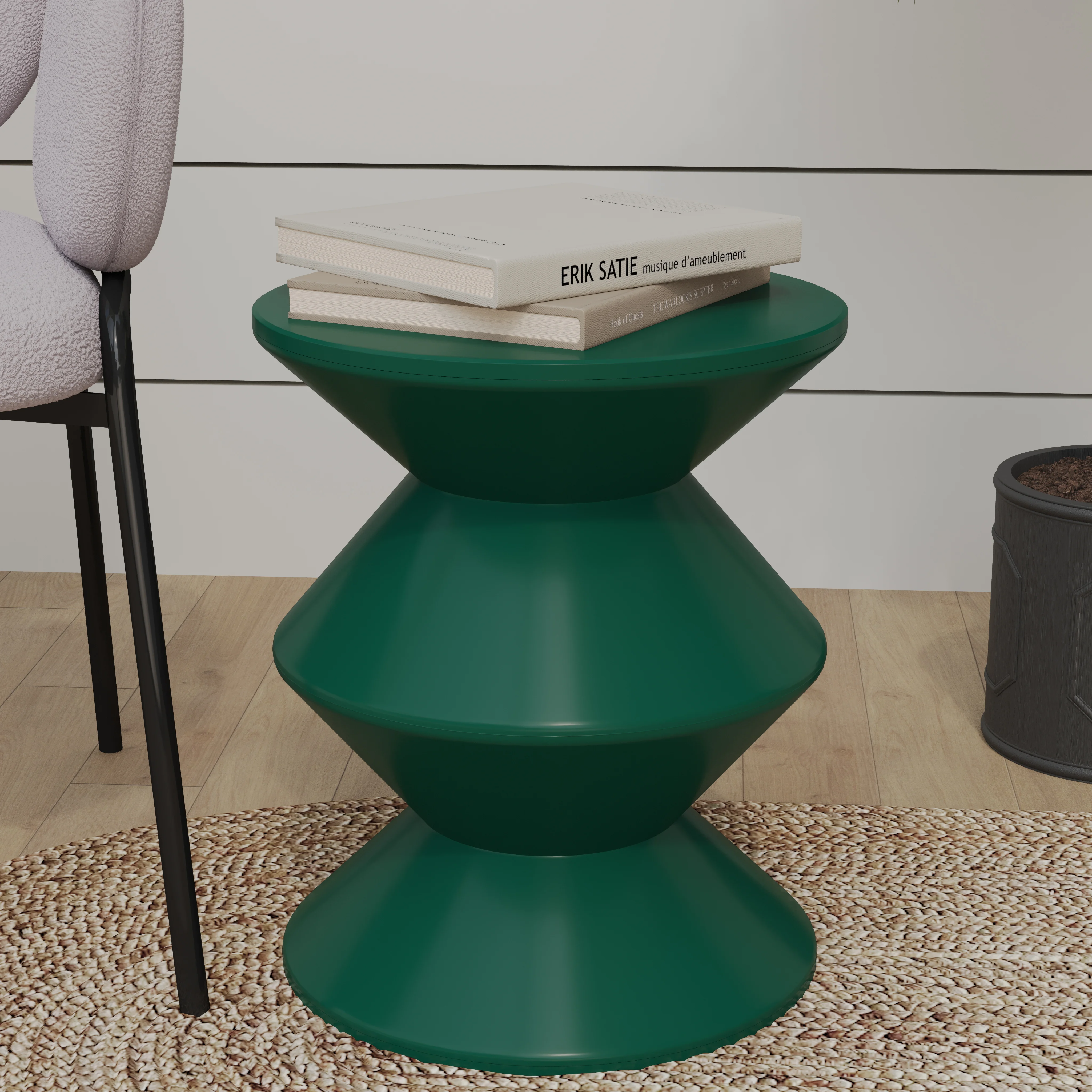 Aura Modern Plastic Side End Table, Indoor/Outdoor Use, Green