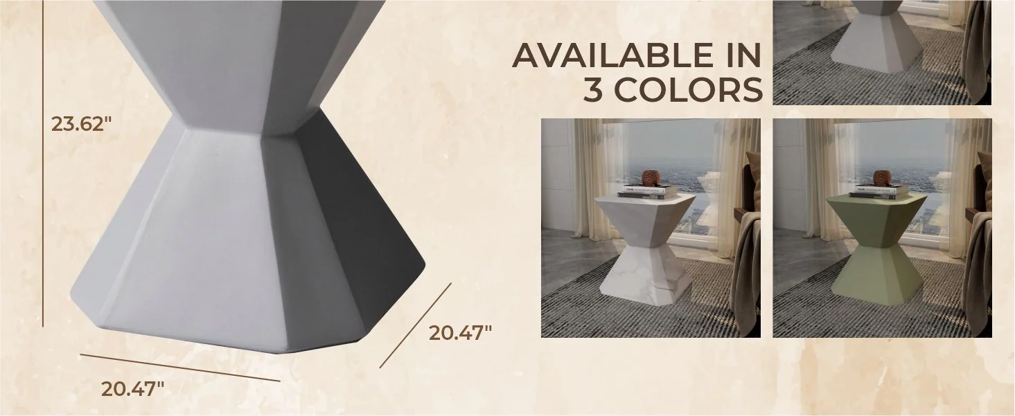 Azure Collection Fiberglass Outdoor Side Table in Grey