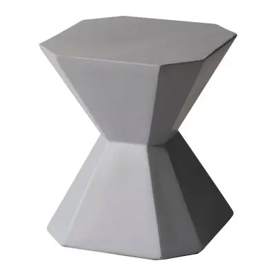 Azure Collection Fiberglass Outdoor Side Table in Grey