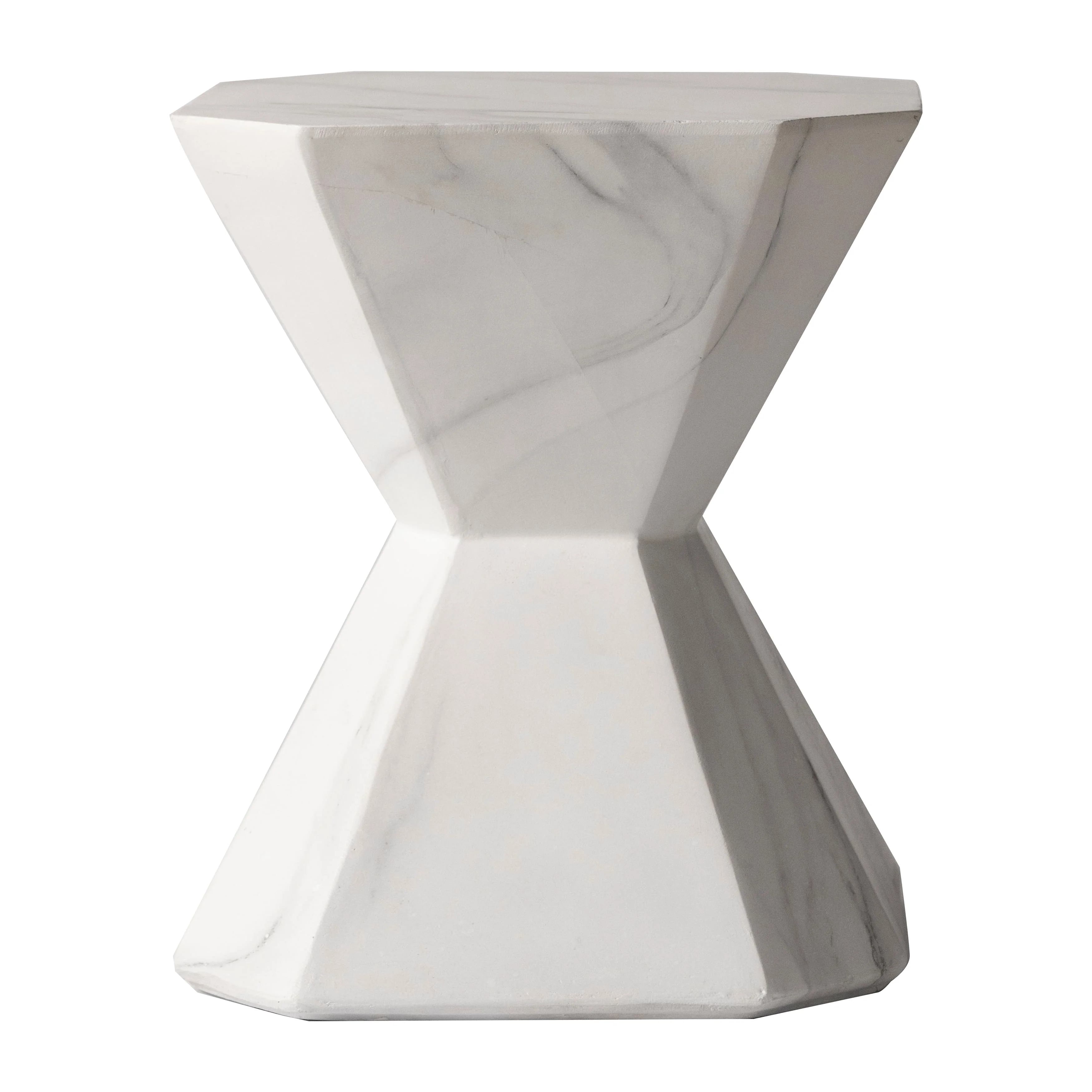 Azure Collection Fiberglass Outdoor Side Table in Marble White