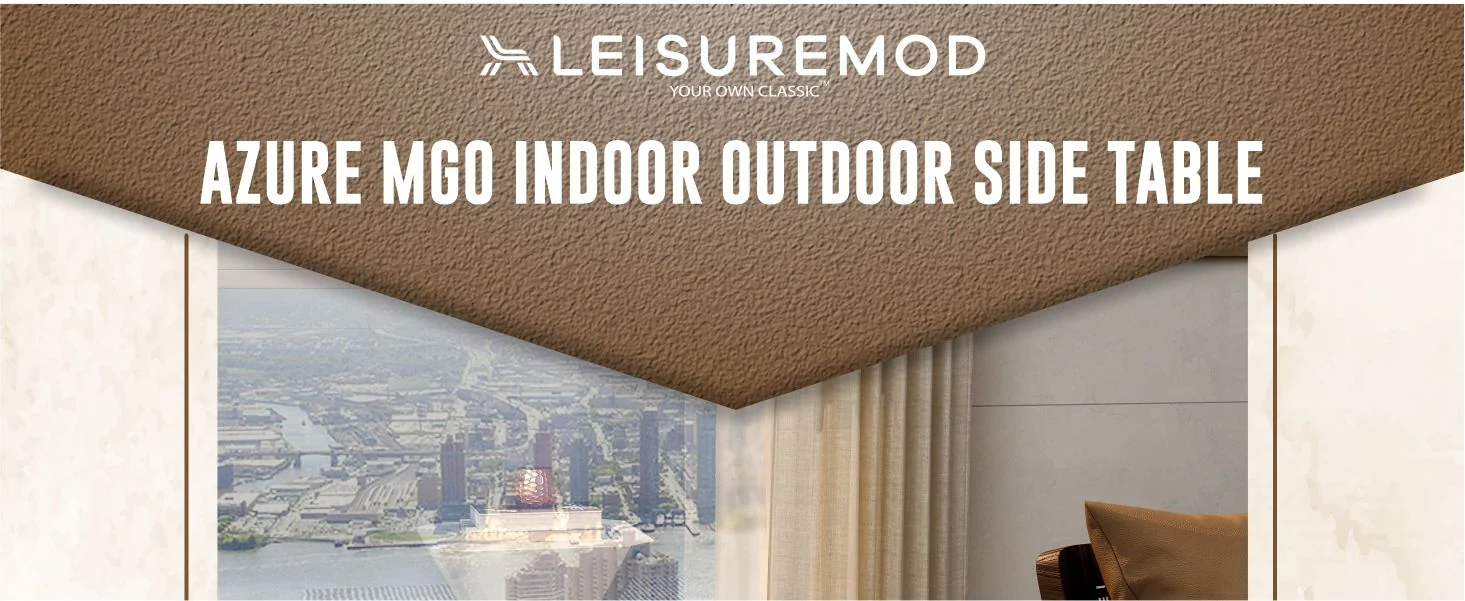 Azure Collection Fiberglass Outdoor Side Table in Marble White