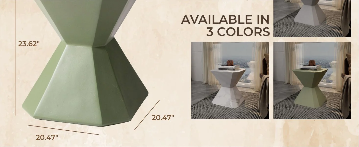 Azure Collection Fiberglass Outdoor Side Table in Olive Green