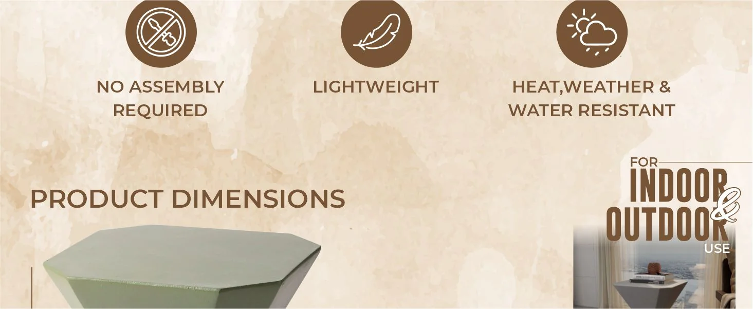 Azure Collection Fiberglass Outdoor Side Table in Olive Green