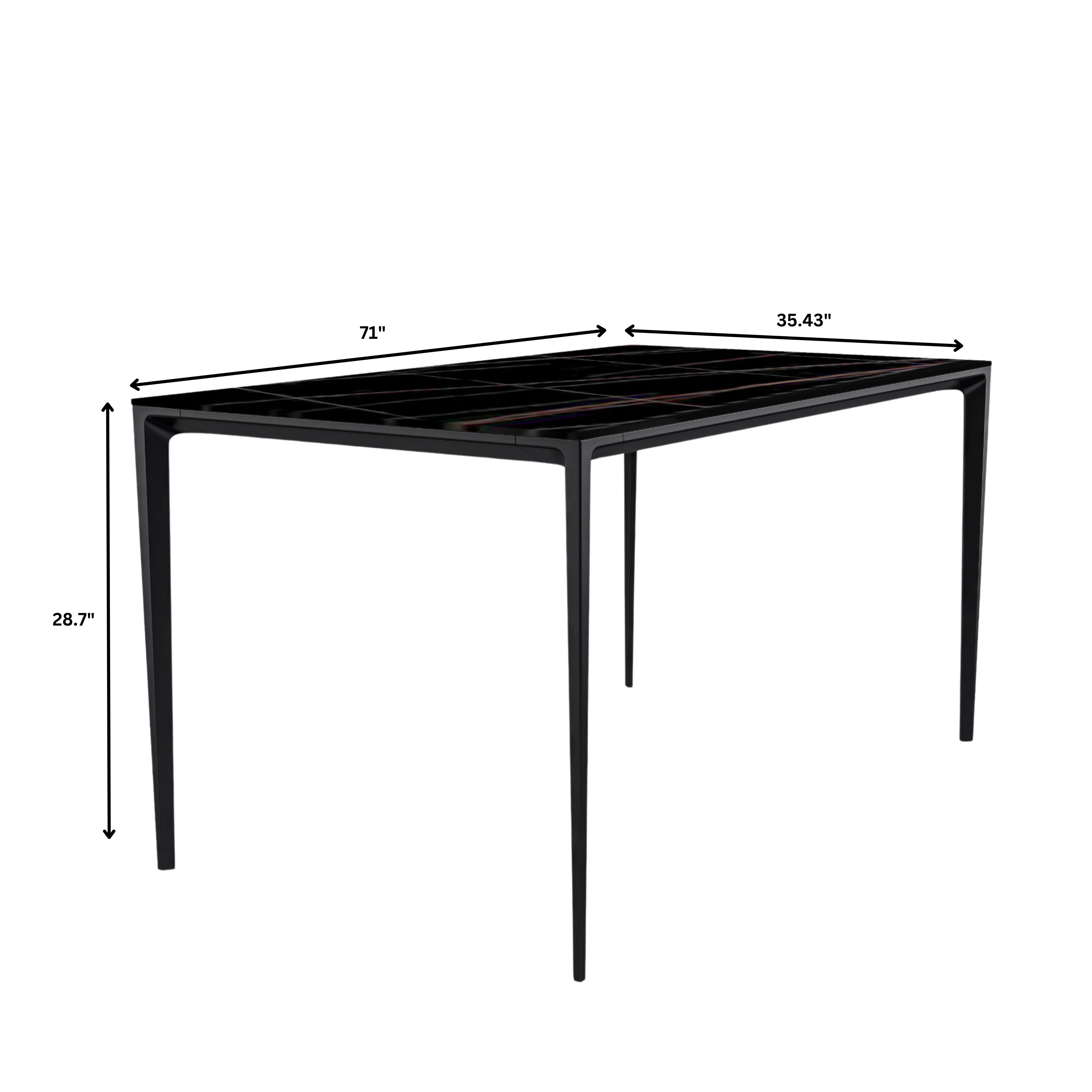 Avo Series Modern Dining Table Black Base, With 55 Black/Gold Sintered Stone Top