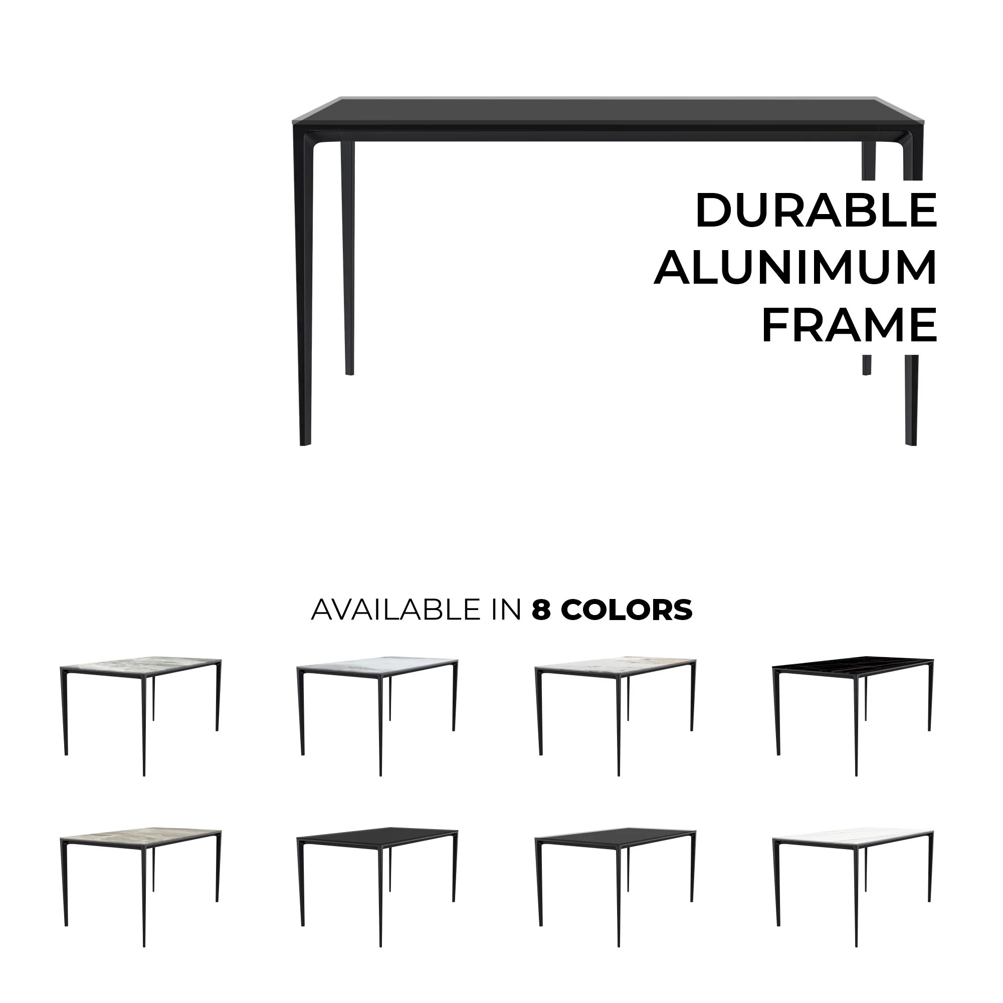 Avo Series Modern Dining Table Black Base, With 55 Clear Glass Top