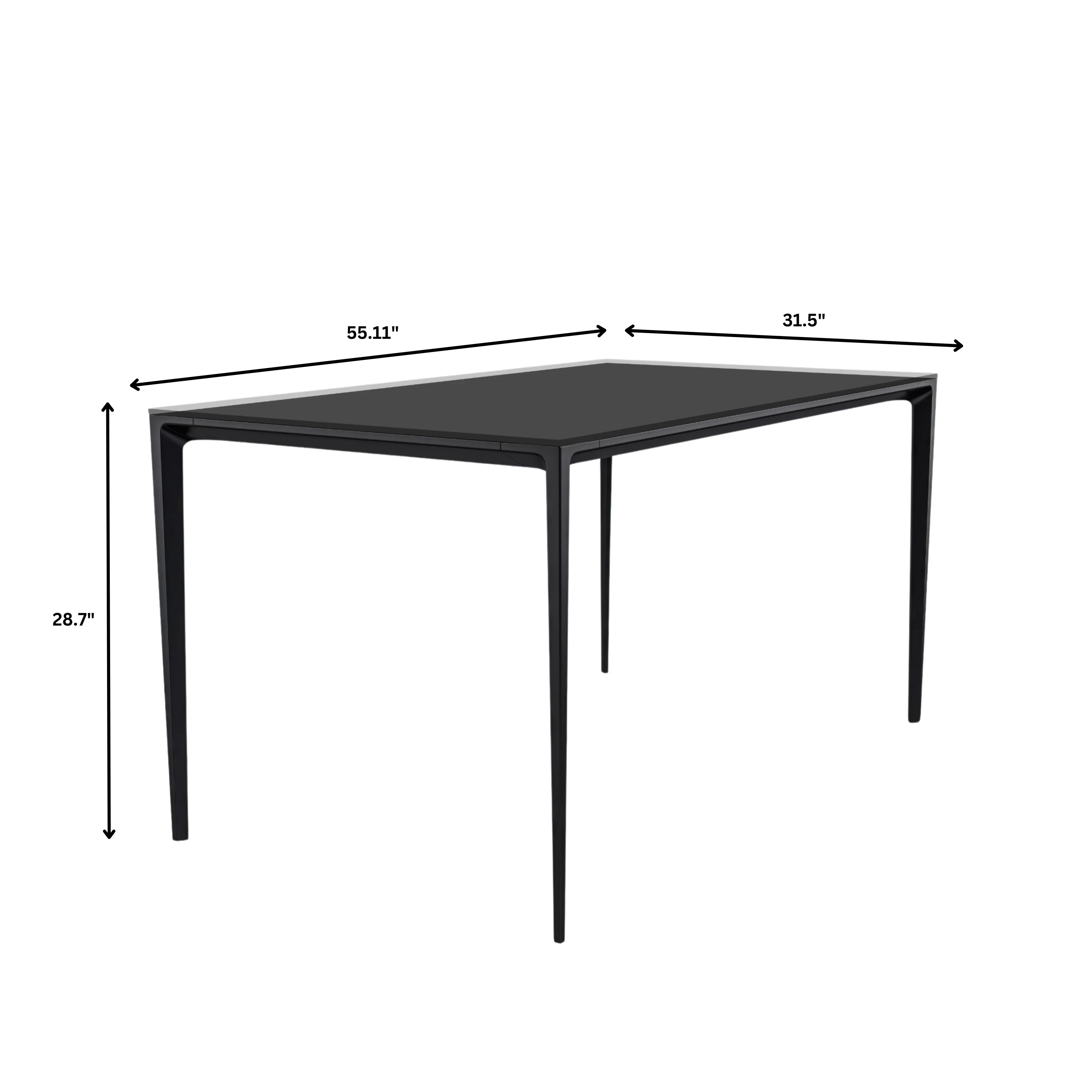 Avo Series Modern Dining Table Black Base, With 55 Clear Glass Top