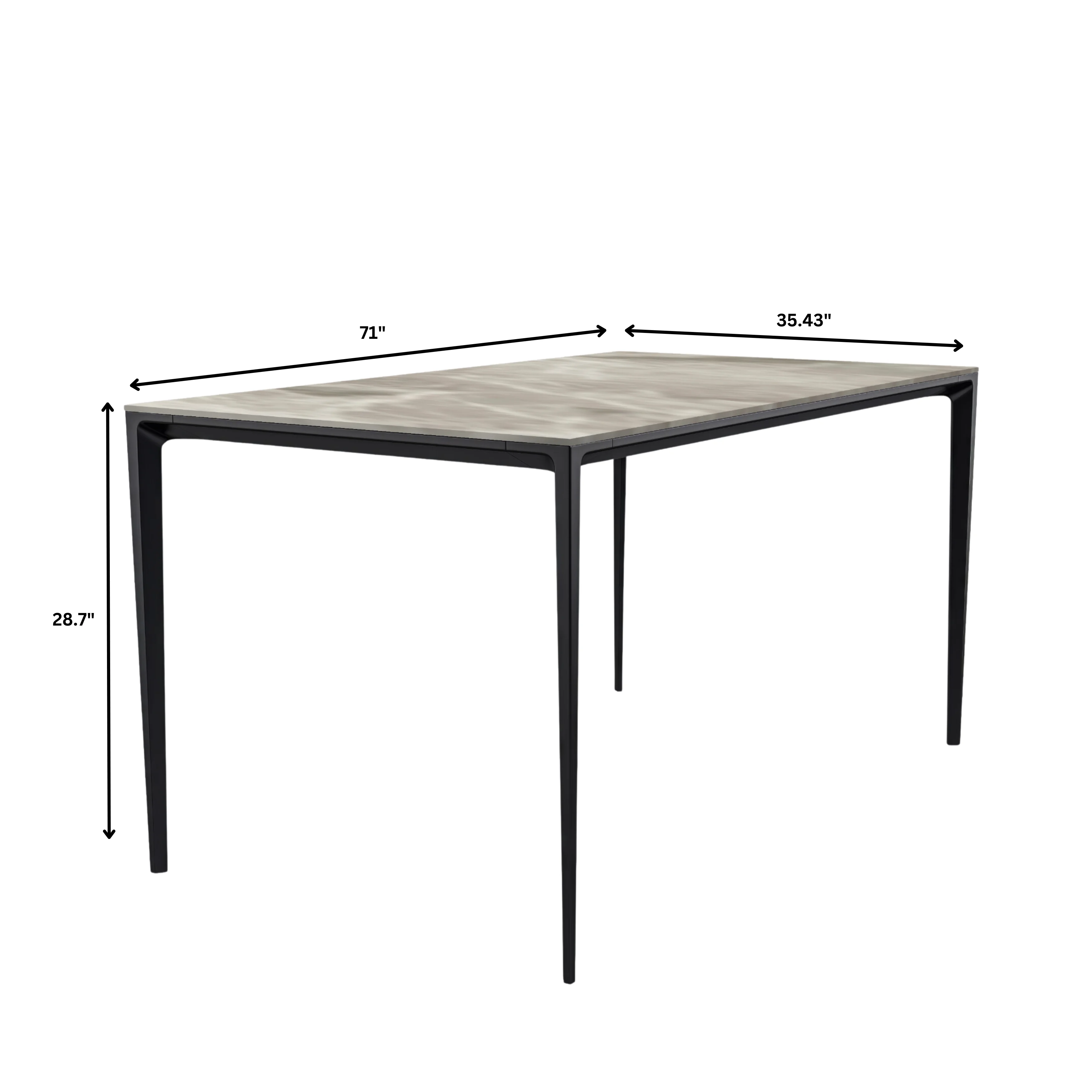 Avo Series Modern Dining Table Black Base, With 55 Deep Grey Sintered Stone Top