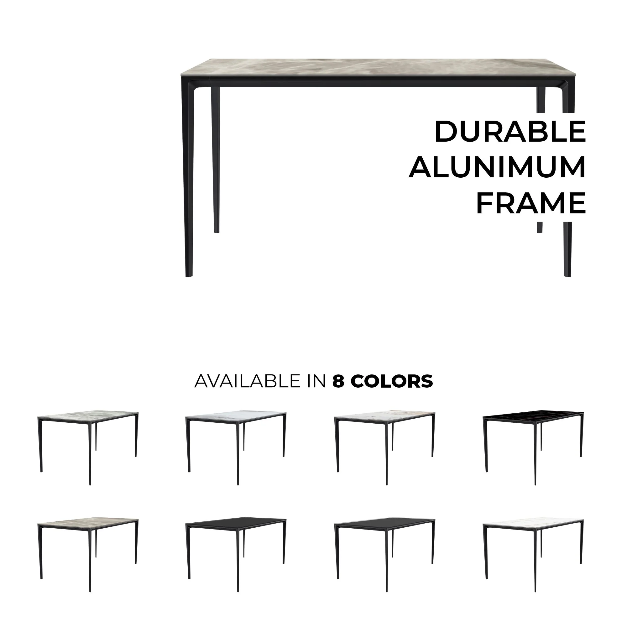 Avo Series Modern Dining Table Black Base, With 55 Deep Grey Sintered Stone Top