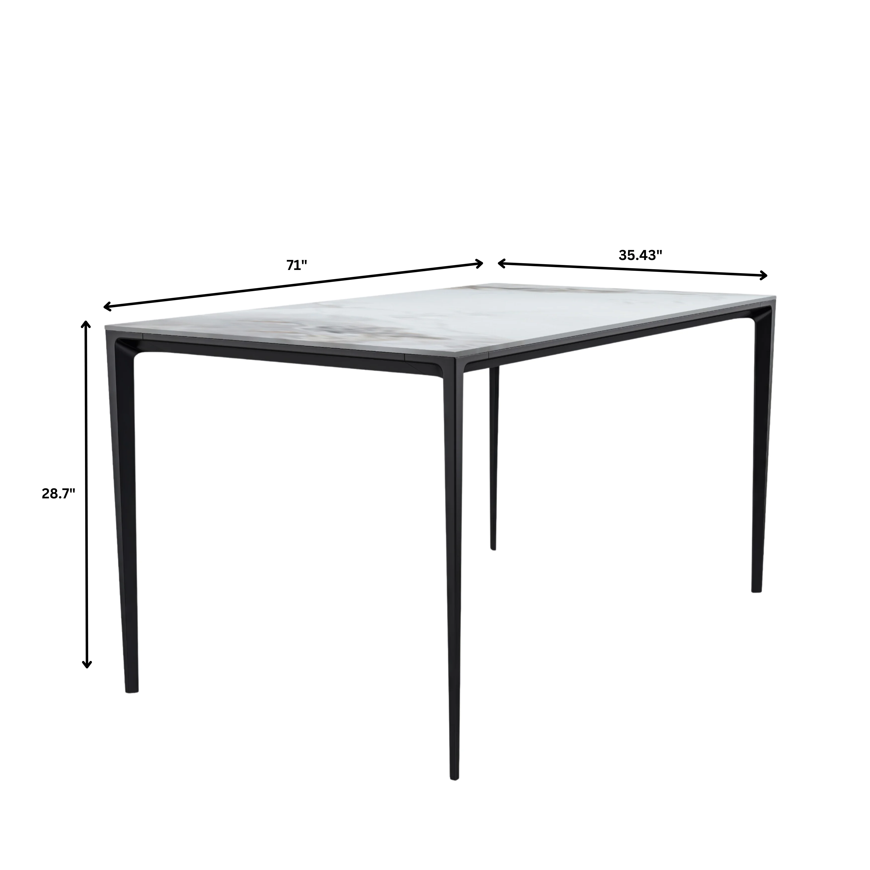 Avo Series Modern Dining Table Black Base, With 55 Medium Grey Sintered Stone Top