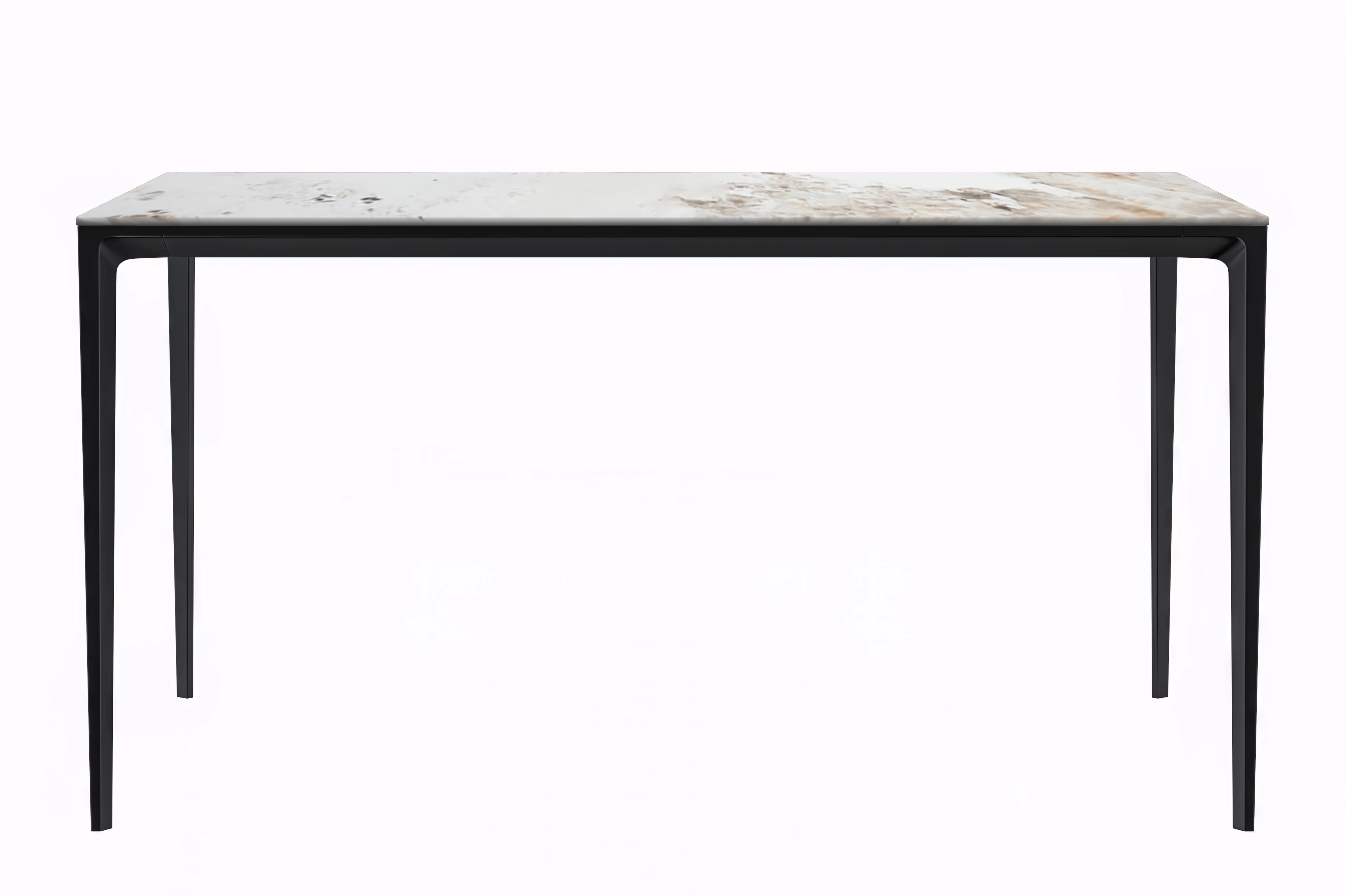 Avo Series Modern Dining Table Black Base, With 62 White Grey Sintered Stone Top