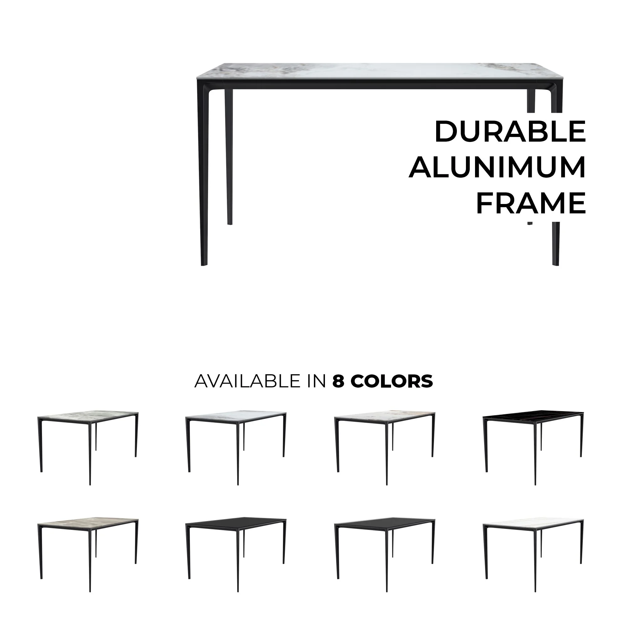 Avo Series Modern Dining Table Black Base, With 62 Medium Grey Sintered Stone Top