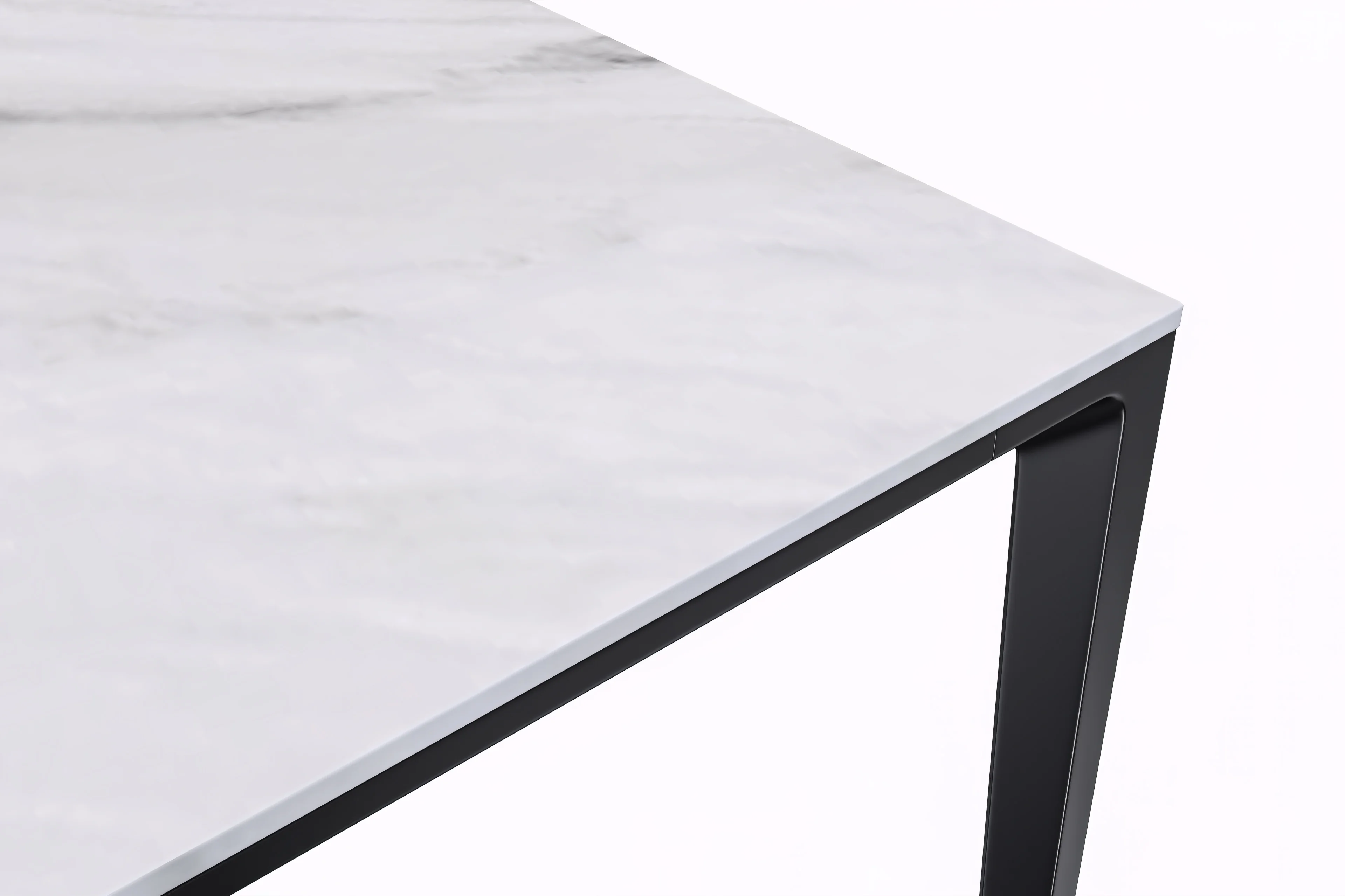 Avo Series Modern Dining Table Black Base, With 62 White Sintered Stone Top