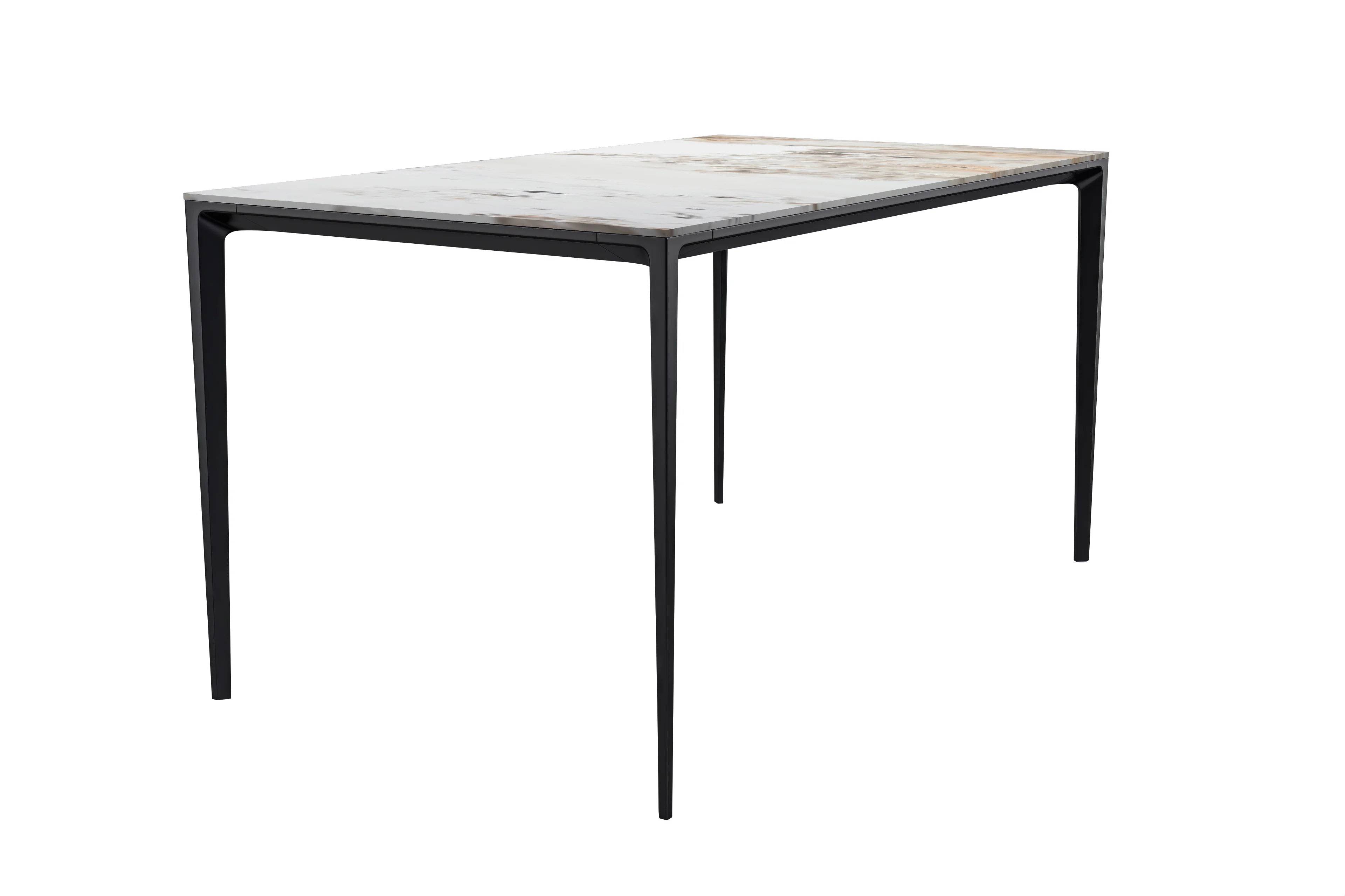 Avo Series Modern Dining Table Black Base, With 71 White Grey Sintered Stone Top