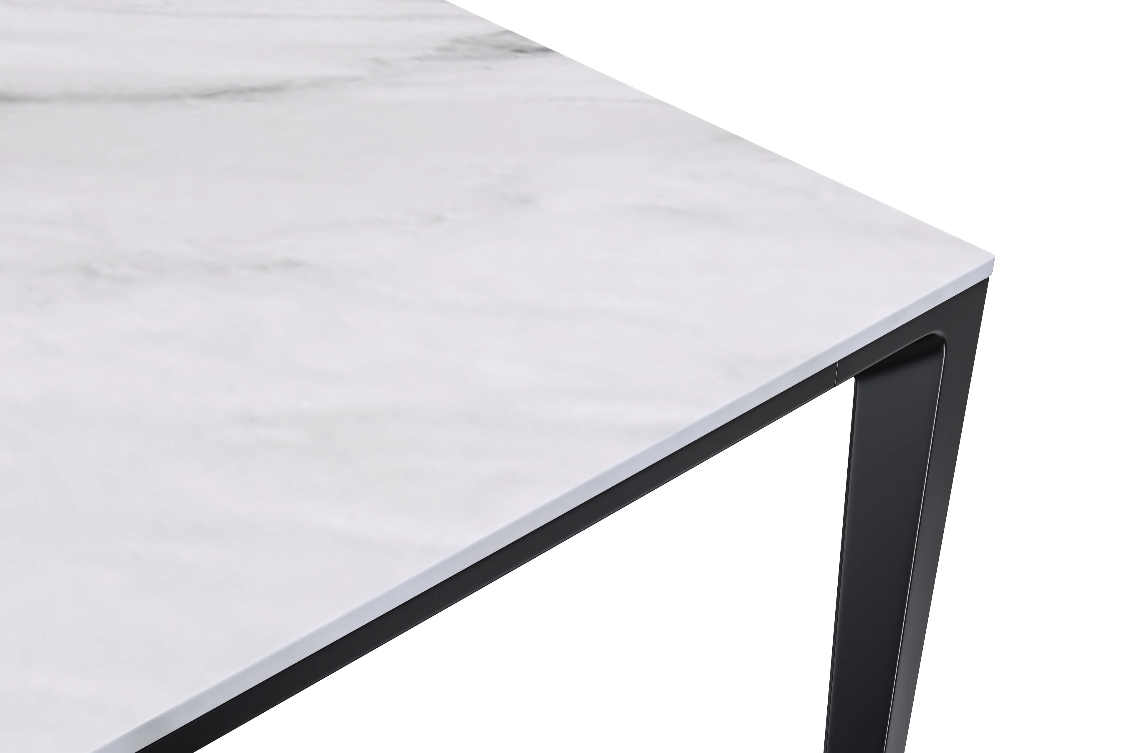 Avo Series Modern Dining Table Black Base, With 71 White Sintered Stone Top