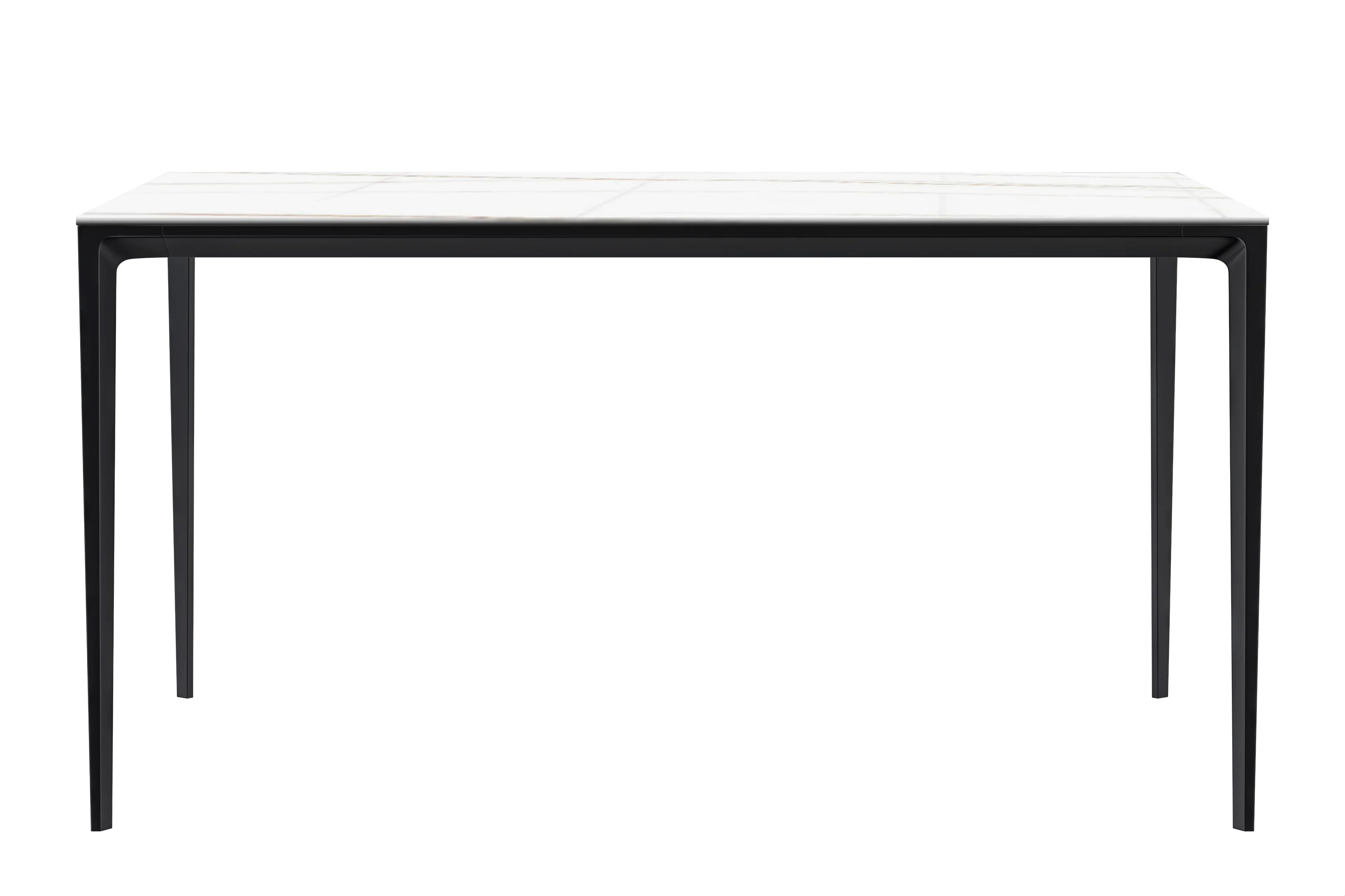 Avo Series Modern Dining Table Black Base, With 71 White/Gold Sintered Stone Top