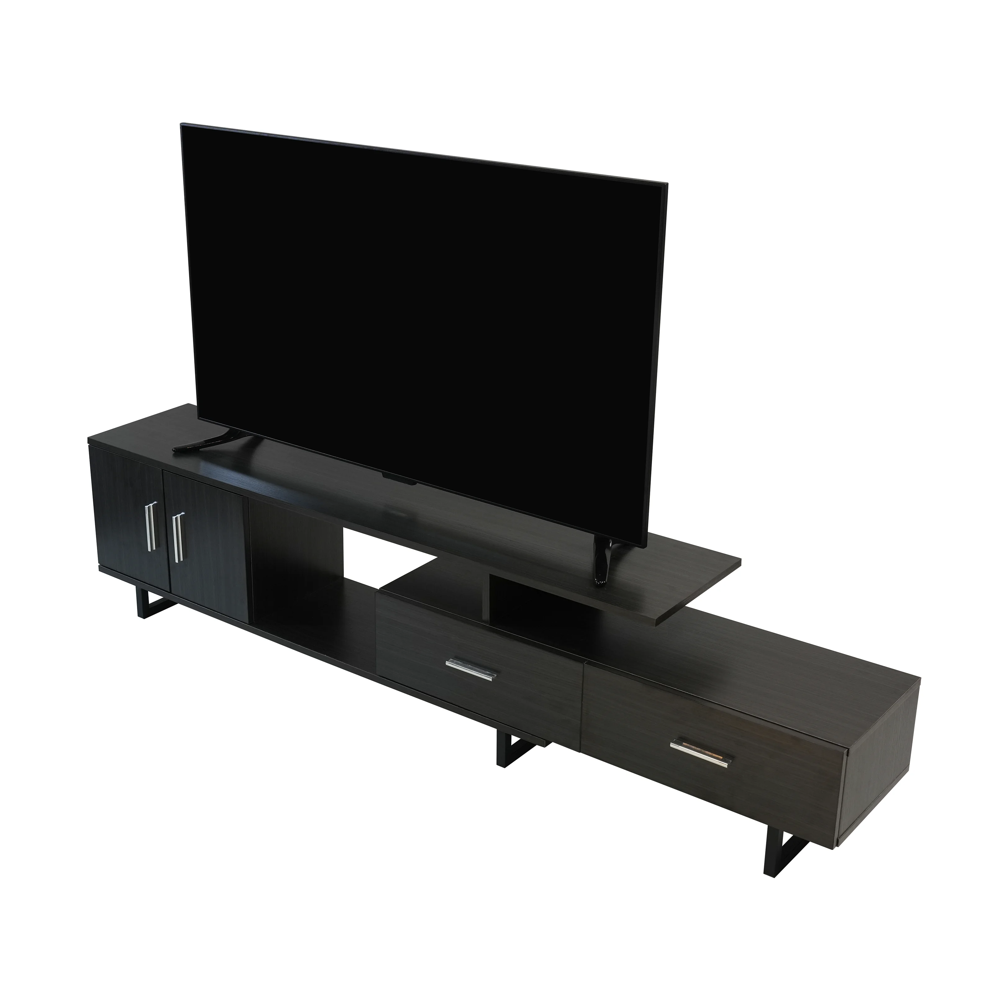 Avery Mid-Century Modern TV Stand with MDF Cabinet and Powder Coated Steel Legs