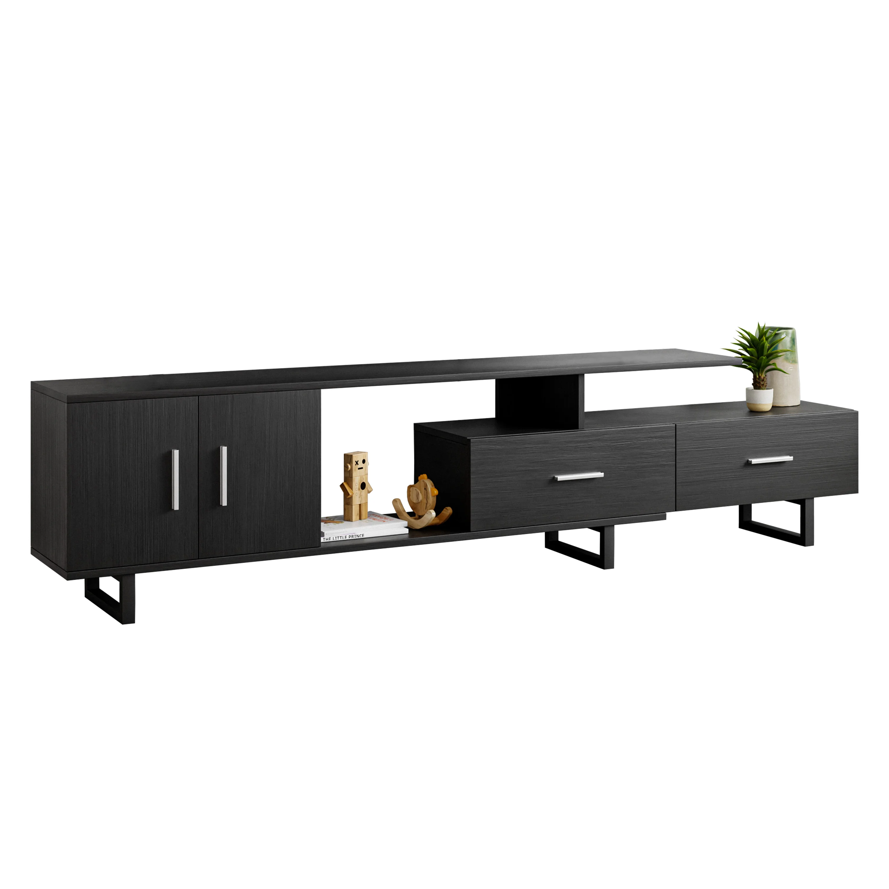 Avery Mid-Century Modern TV Stand with MDF Cabinet and Powder Coated Steel Legs