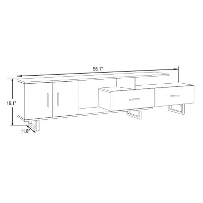 Avery Mid-Century Modern TV Stand with MDF Cabinet and Powder Coated Steel Legs