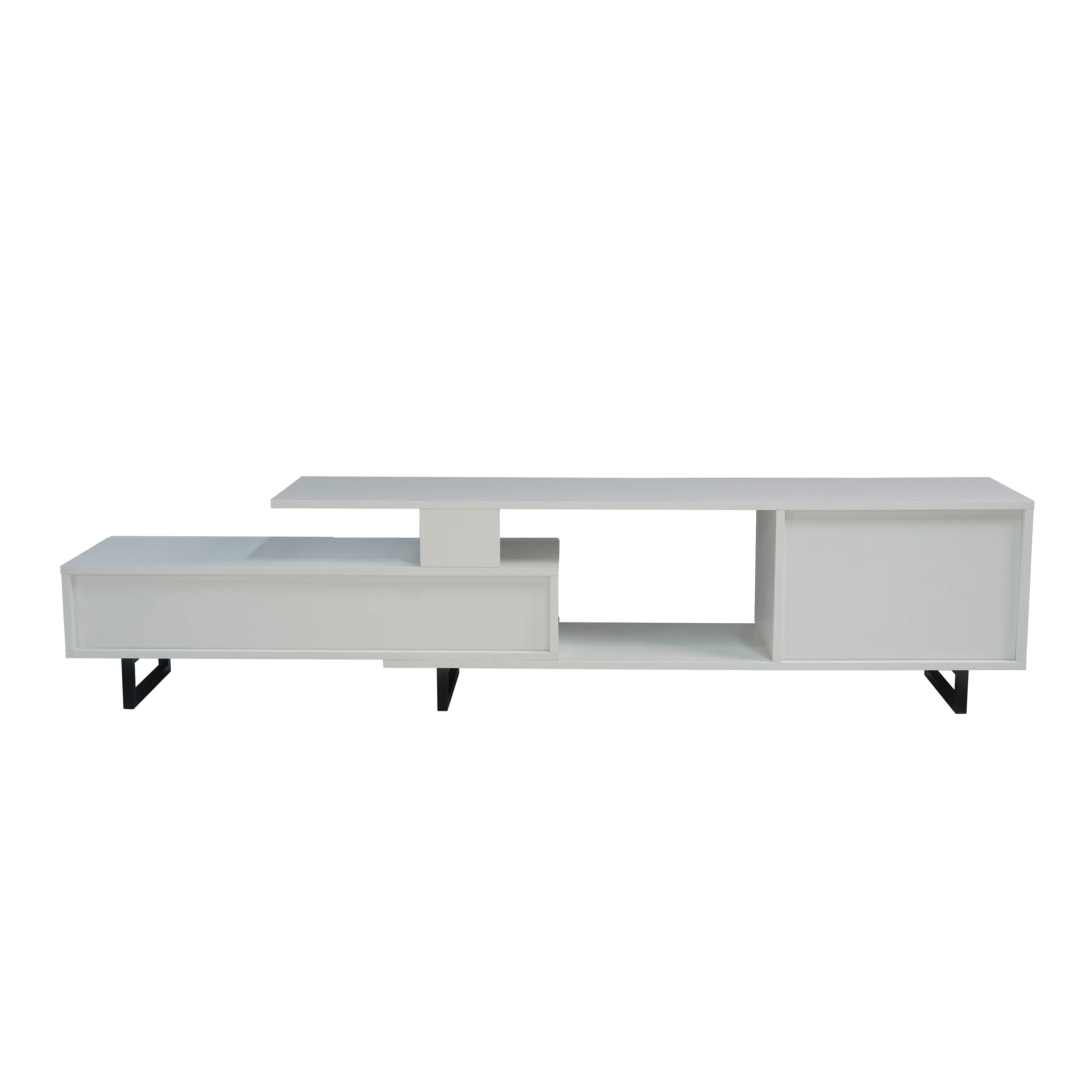 Avery Mid-Century Modern TV Stand with MDF Cabinet and Powder Coated Steel Legs