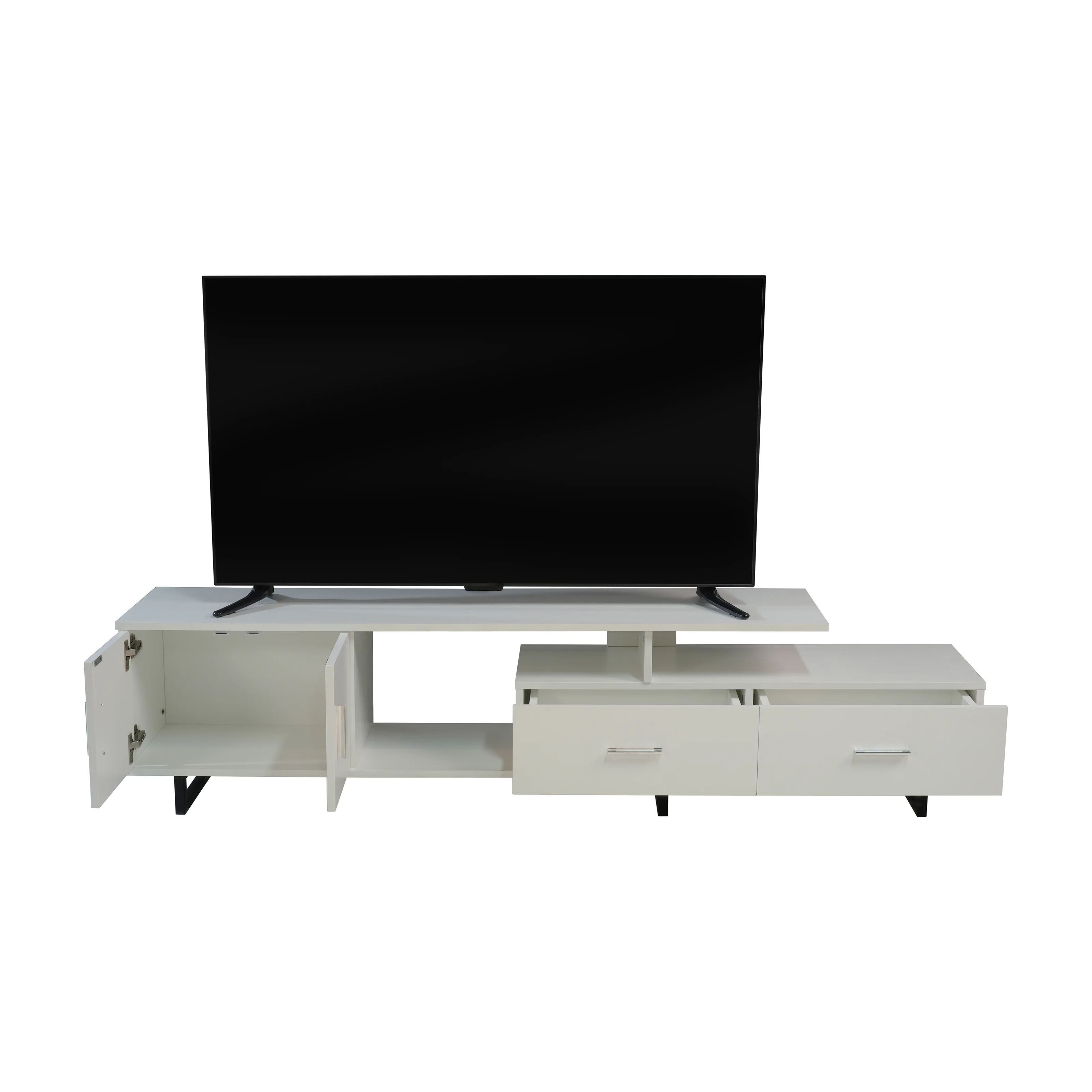 Avery Mid-Century Modern TV Stand with MDF Cabinet and Powder Coated Steel Legs