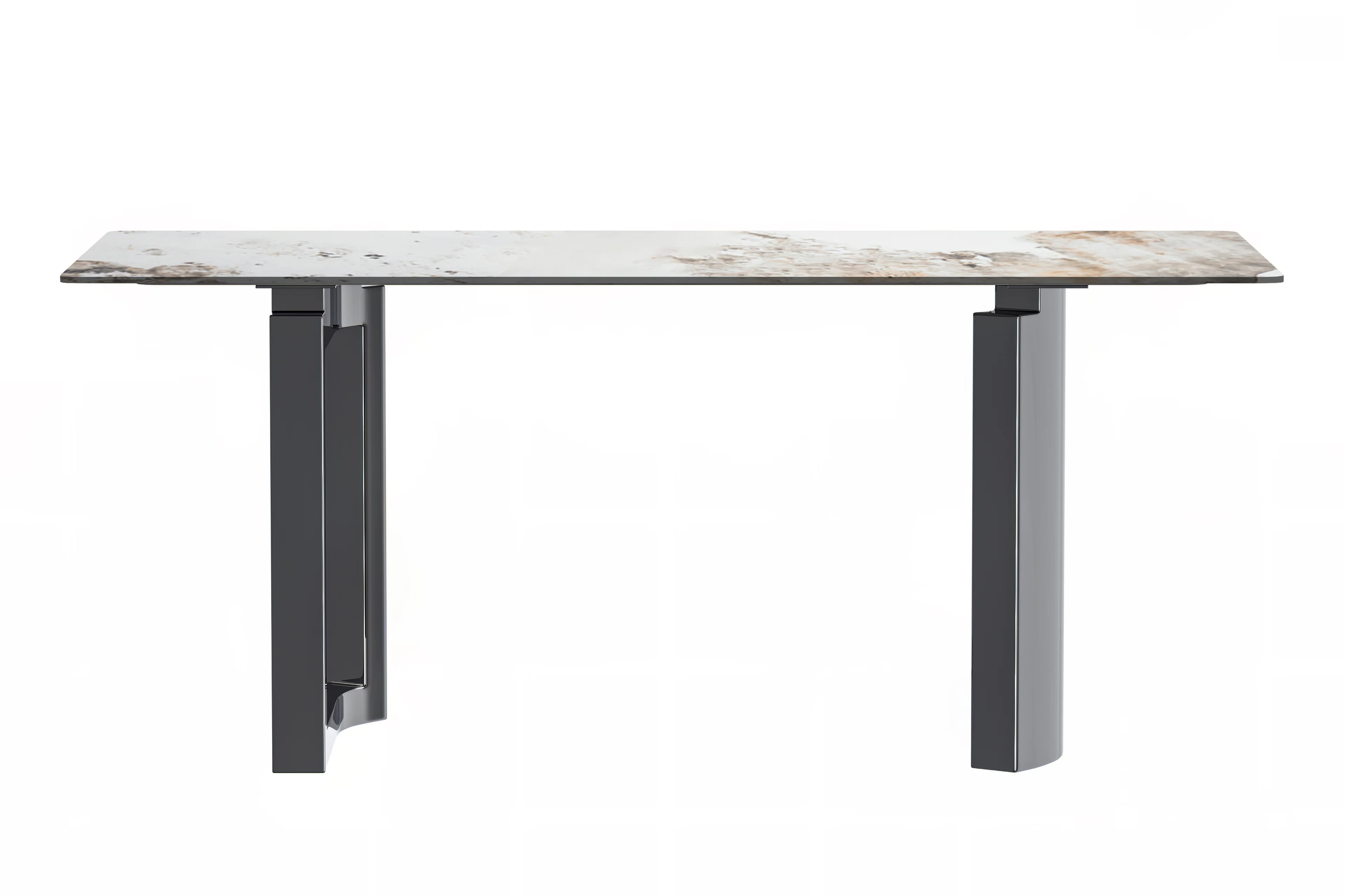 Astra Series Modern Dining Table Stainless Steel Base, With 62" White Grey Sintered Stone Top