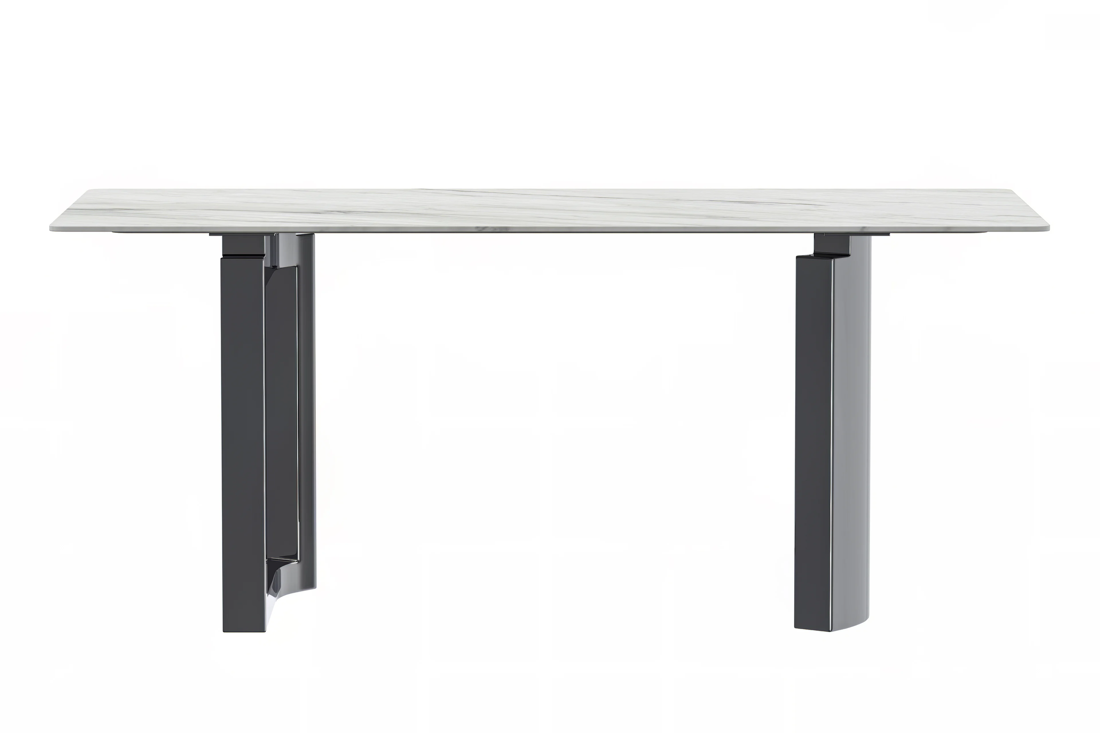 Astra Series Modern Dining Table Stainless Steel Base, With 62" White Sintered Stone Top